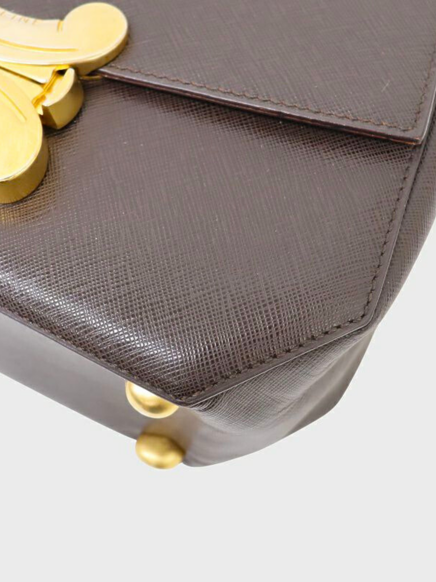 Celine 2000s Brown Triomphe Leather 2-Way Bag