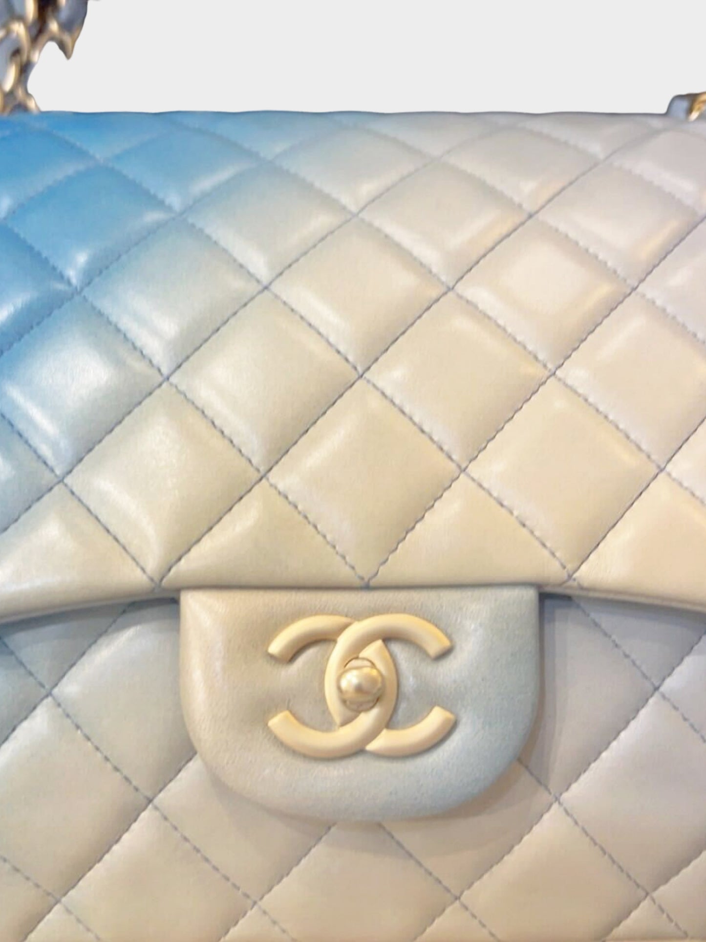 Chanel 2010 Light Blue to Grey Ombre Jumbo Classic Flap Bag