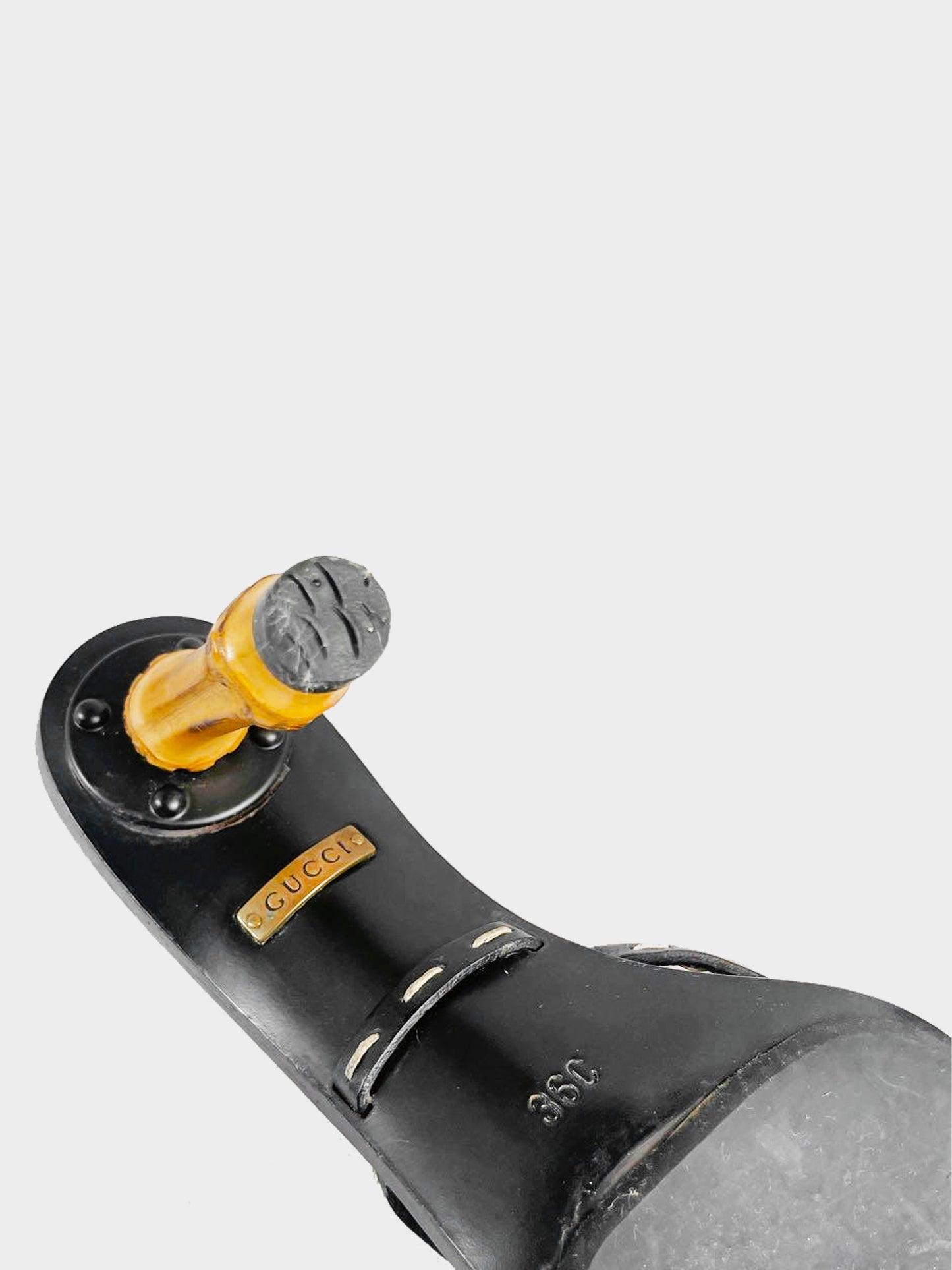 Gucci SS 2002  Black Leather Bamboo Heeled Mules