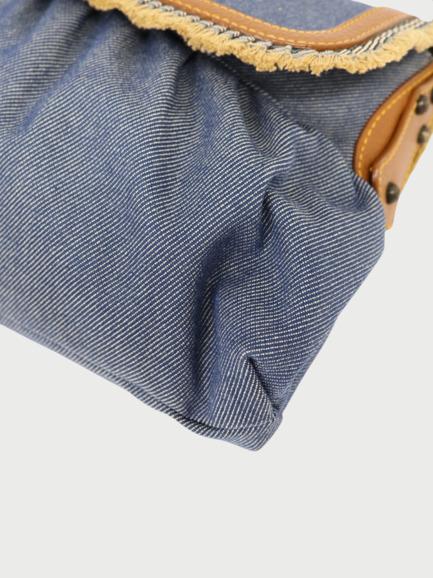 Fendi 2000s Blue Denim Leather One-Shoulder Bag