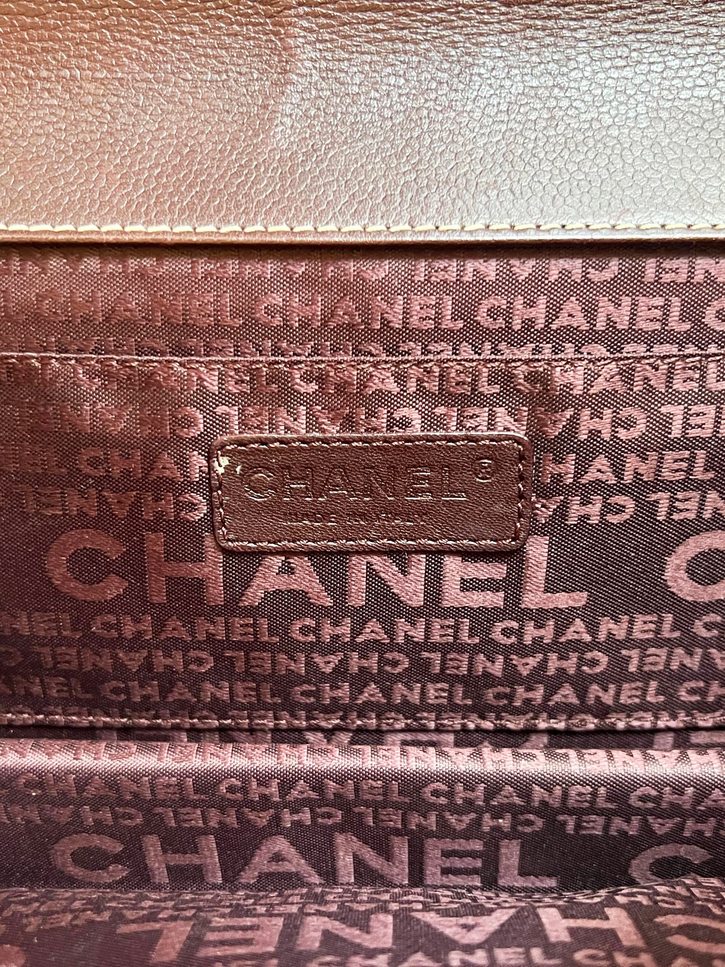 Chanel 2003-2004 Dark Burgundy Leather Mademoiselle Lock Double Pocket Handbag