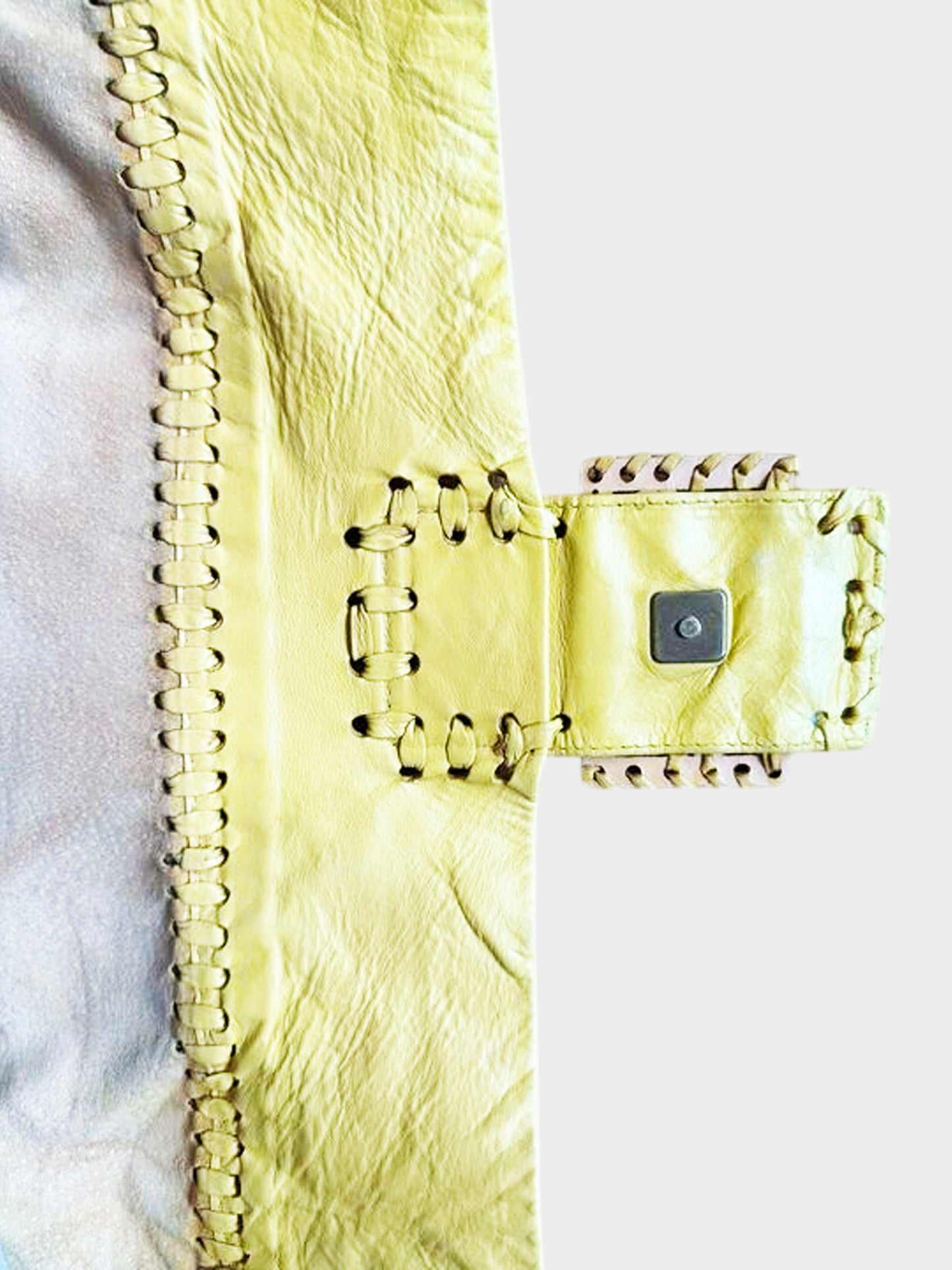 Fendi 2005 Yellow Leather Whipstitch XL Baguette