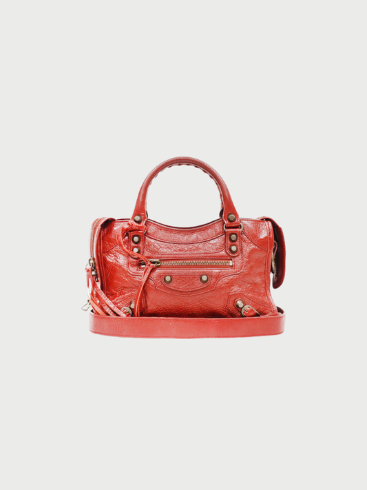 Balenciaga 2000s Red Leather Classic Mini City Bag