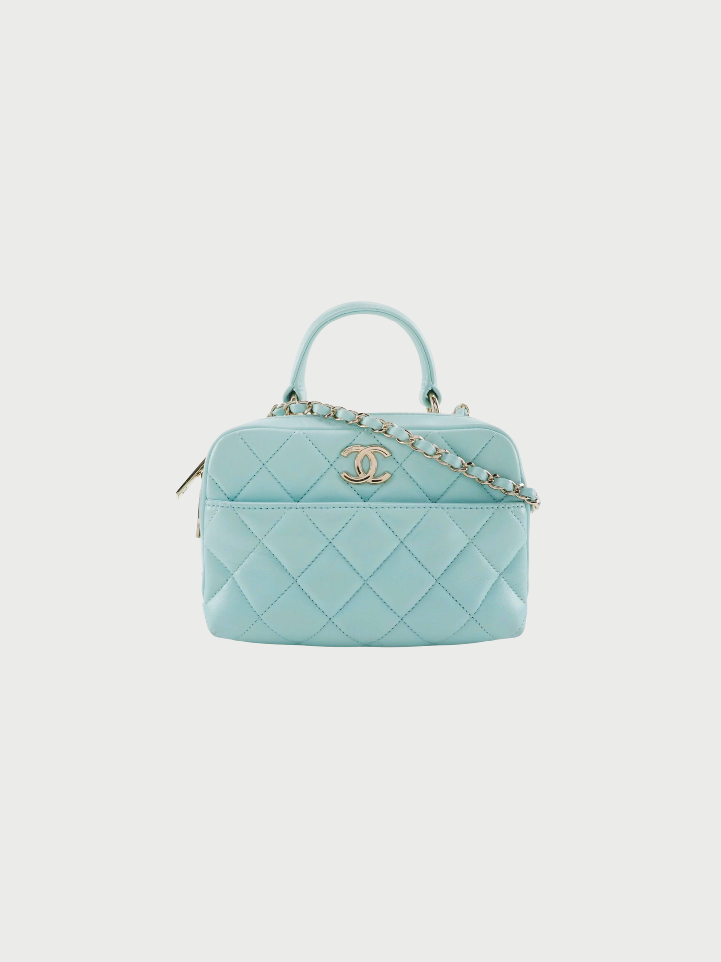 Chanel 2010s Light Blue Calfskin Trendy COCO Mark Handbag