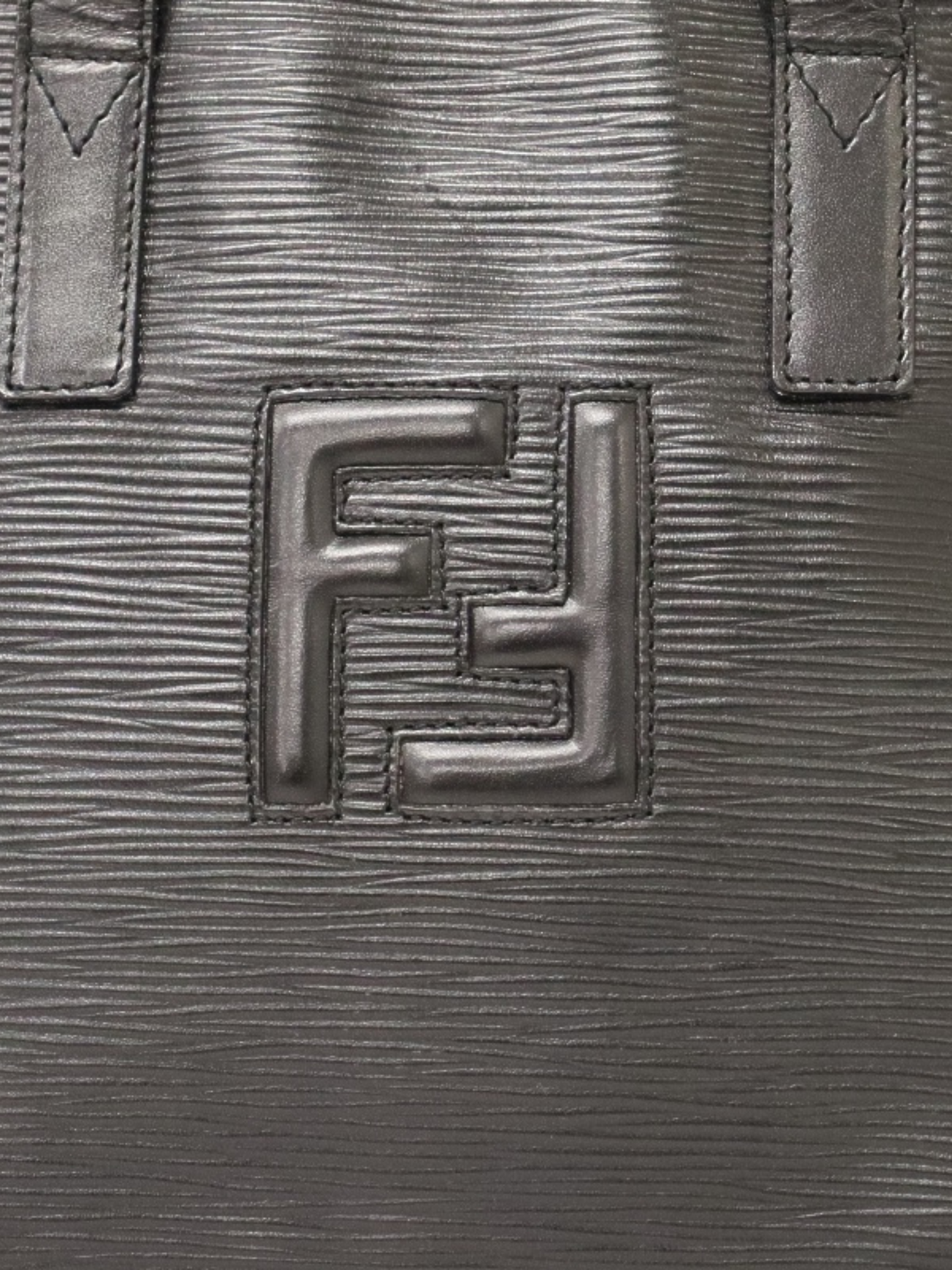 Fendi 2000s Black Leather FF Logo Handbag