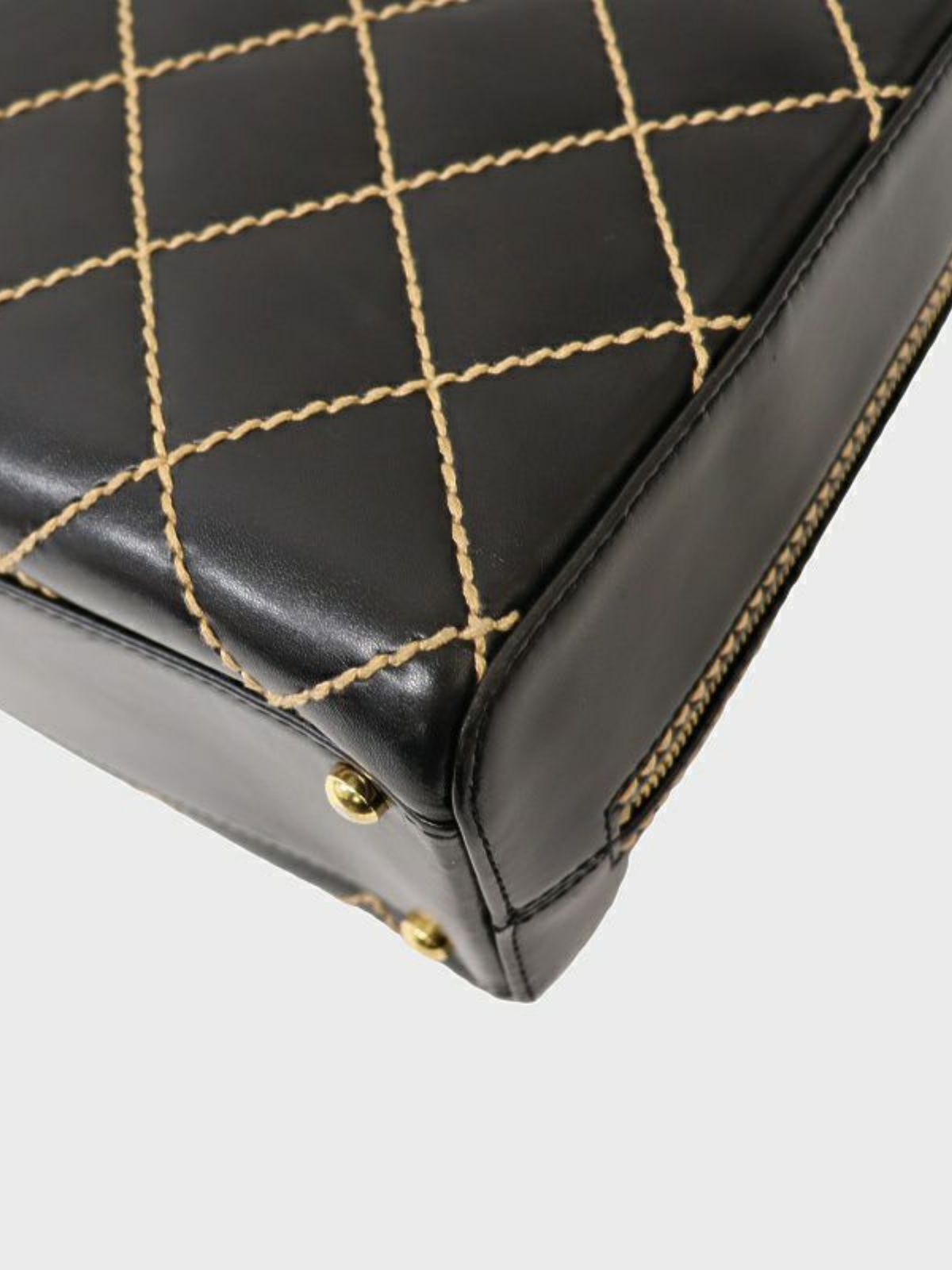 Chanel 2000s Black Leather Wild Stitch Tote Bag