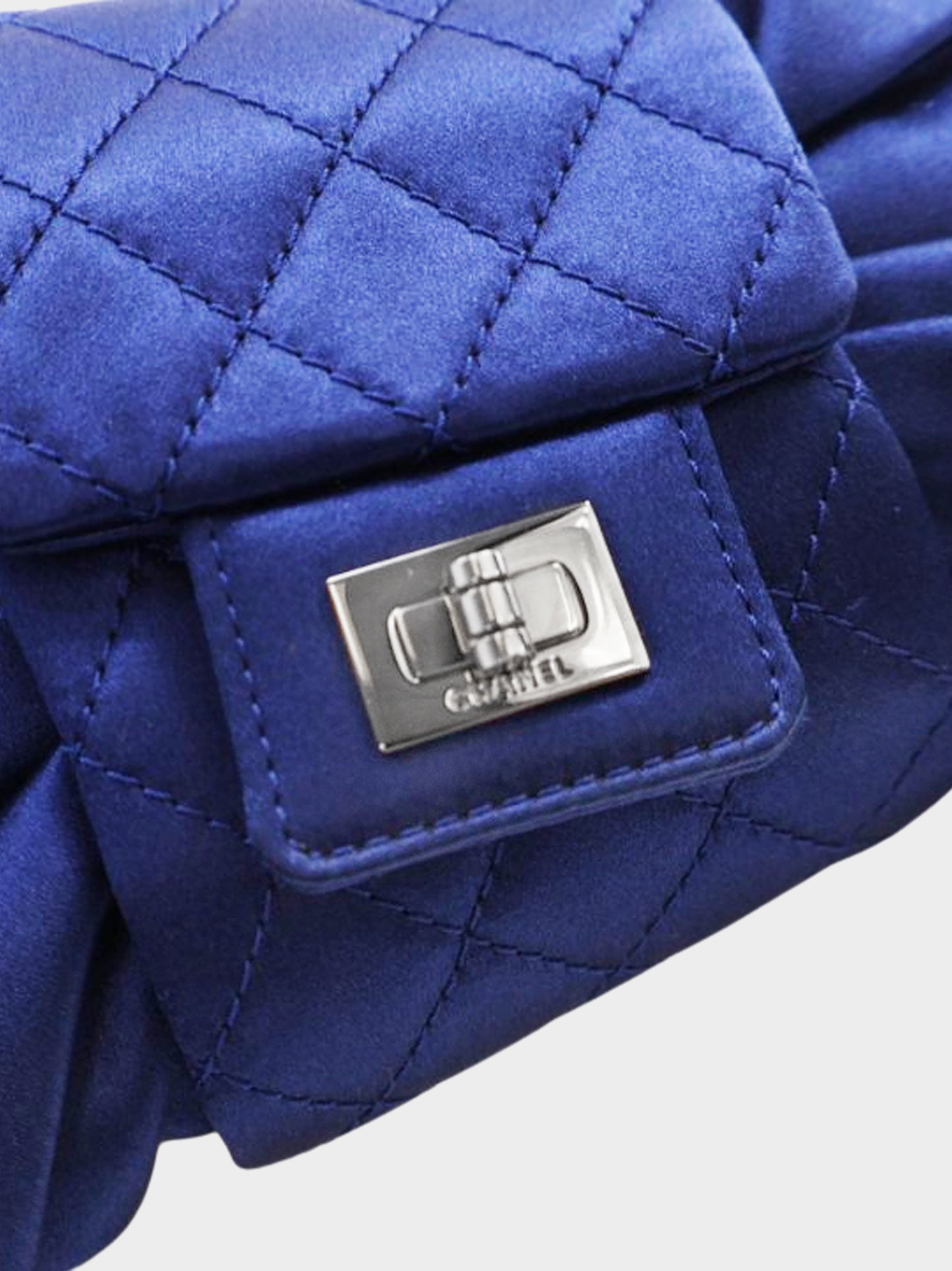 Chanel 2008-2009 Blue Satin Evening Bow Bag