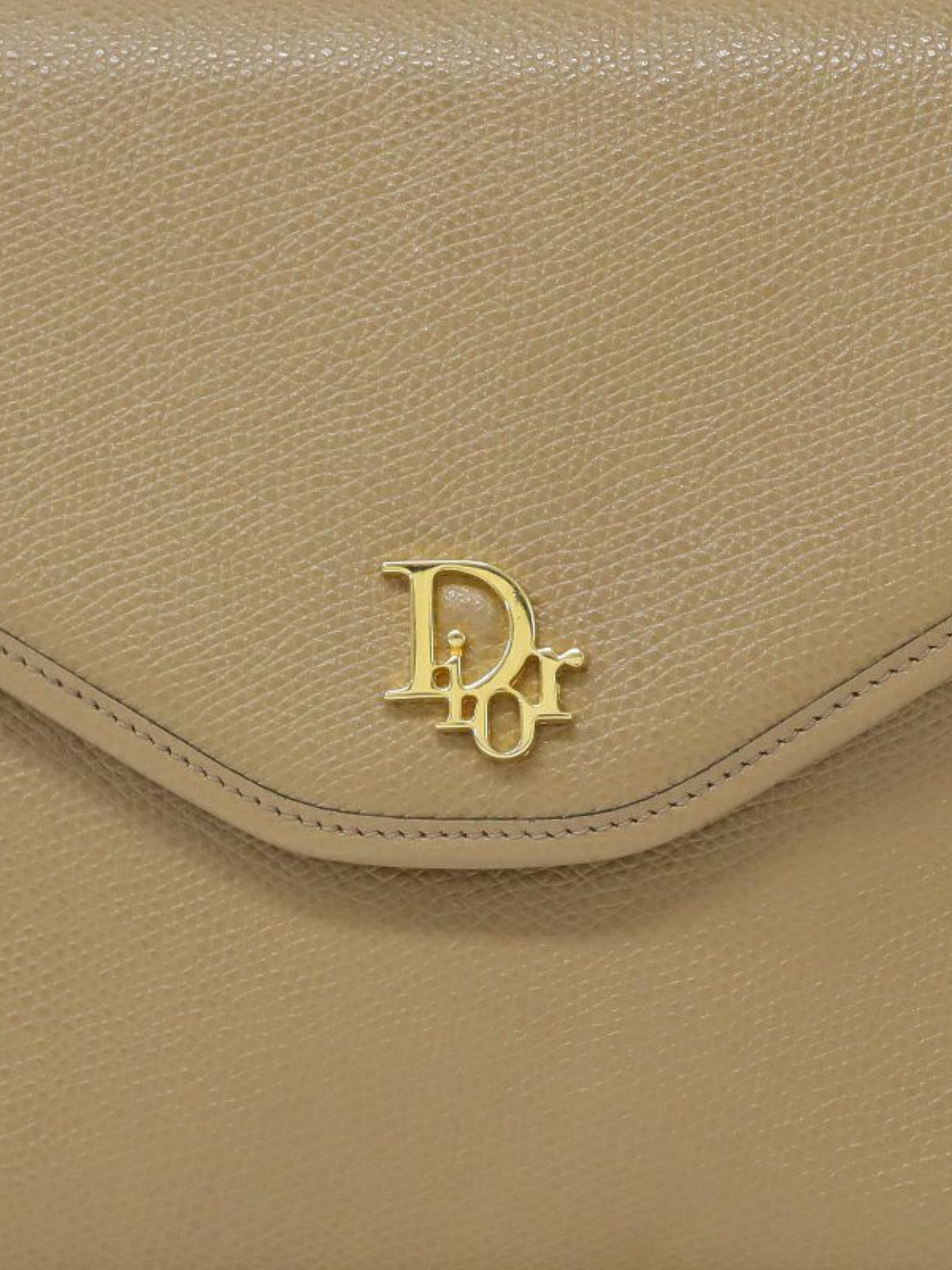 Christian Dior 2000s Beige Logo Hardware Leather Chain Shoulder Bag