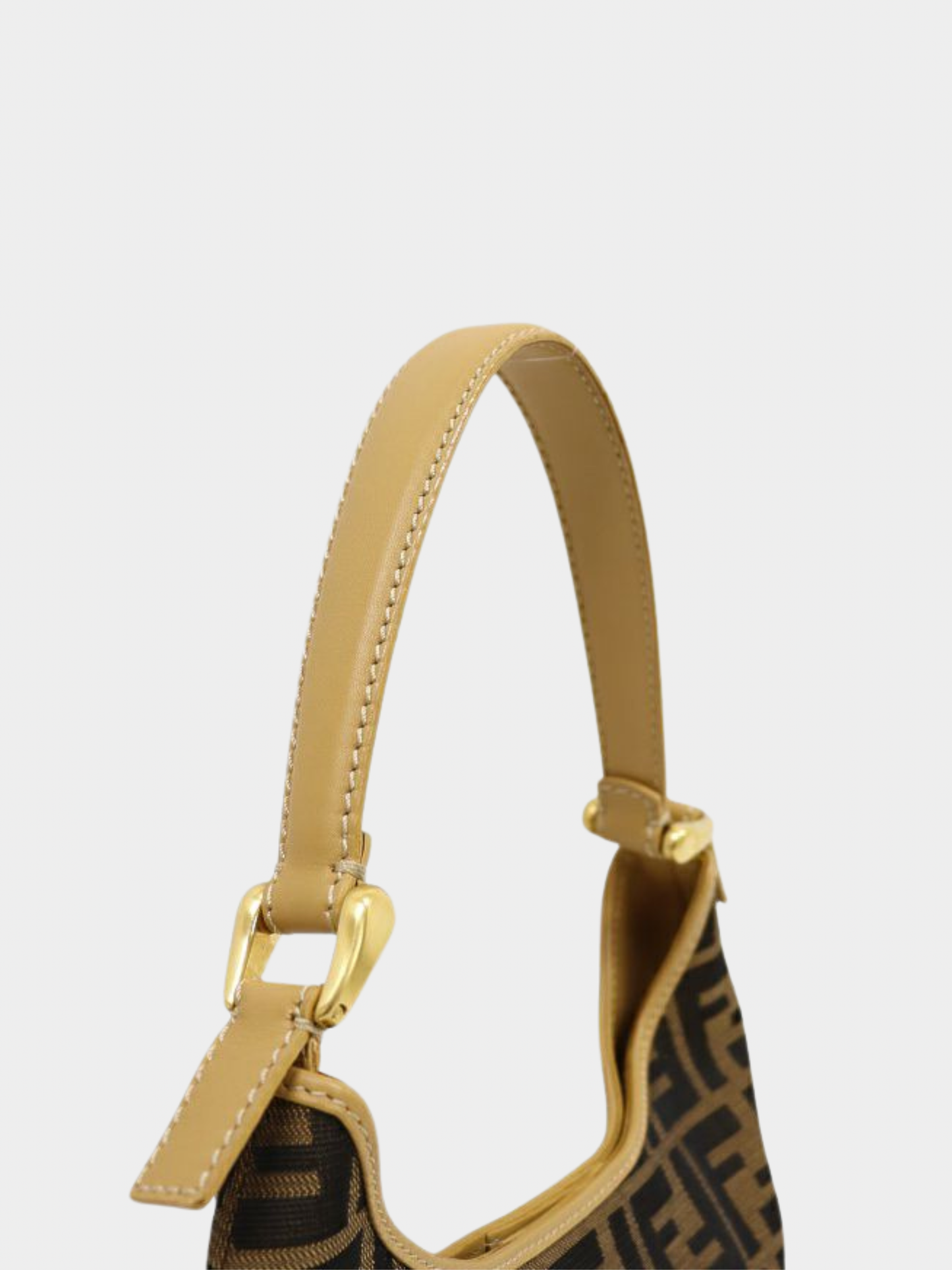 Fendi 2000s Brown Beige Zucca Canvas Hobo One-Shoulder Bag