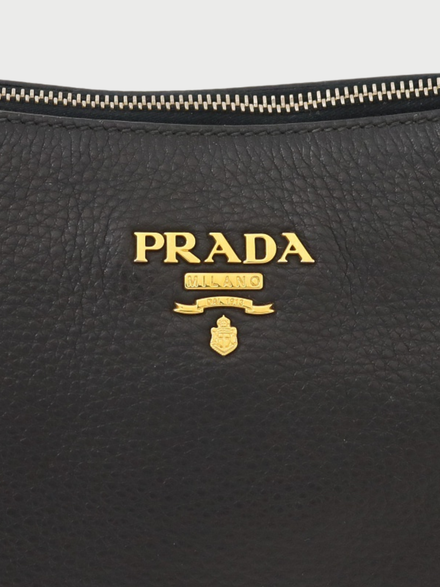 Prada 2010s Black Vitello Phenix Leather Logo Hardware One Shoulder Bag