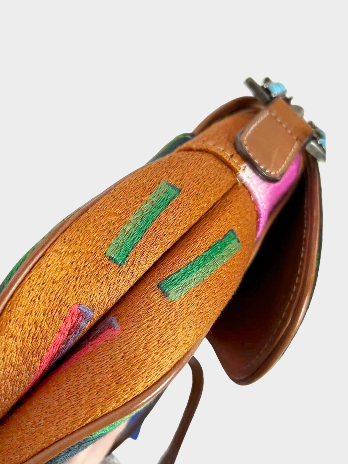 Christian Dior by John Galliano 2007 Limited Edition Mexico Abstract Pattern Saddle Bag