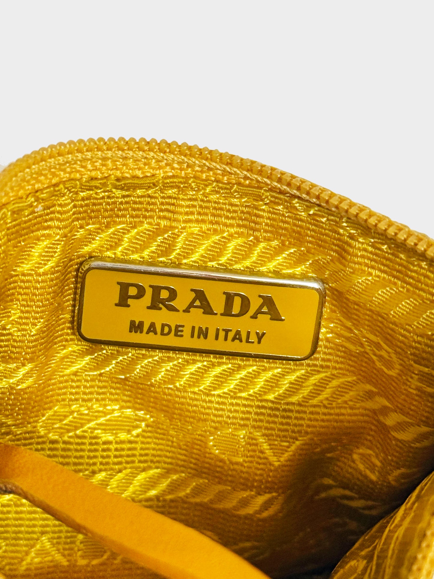 Prada 2000s Yellow Crocodile Leather Key Pouch