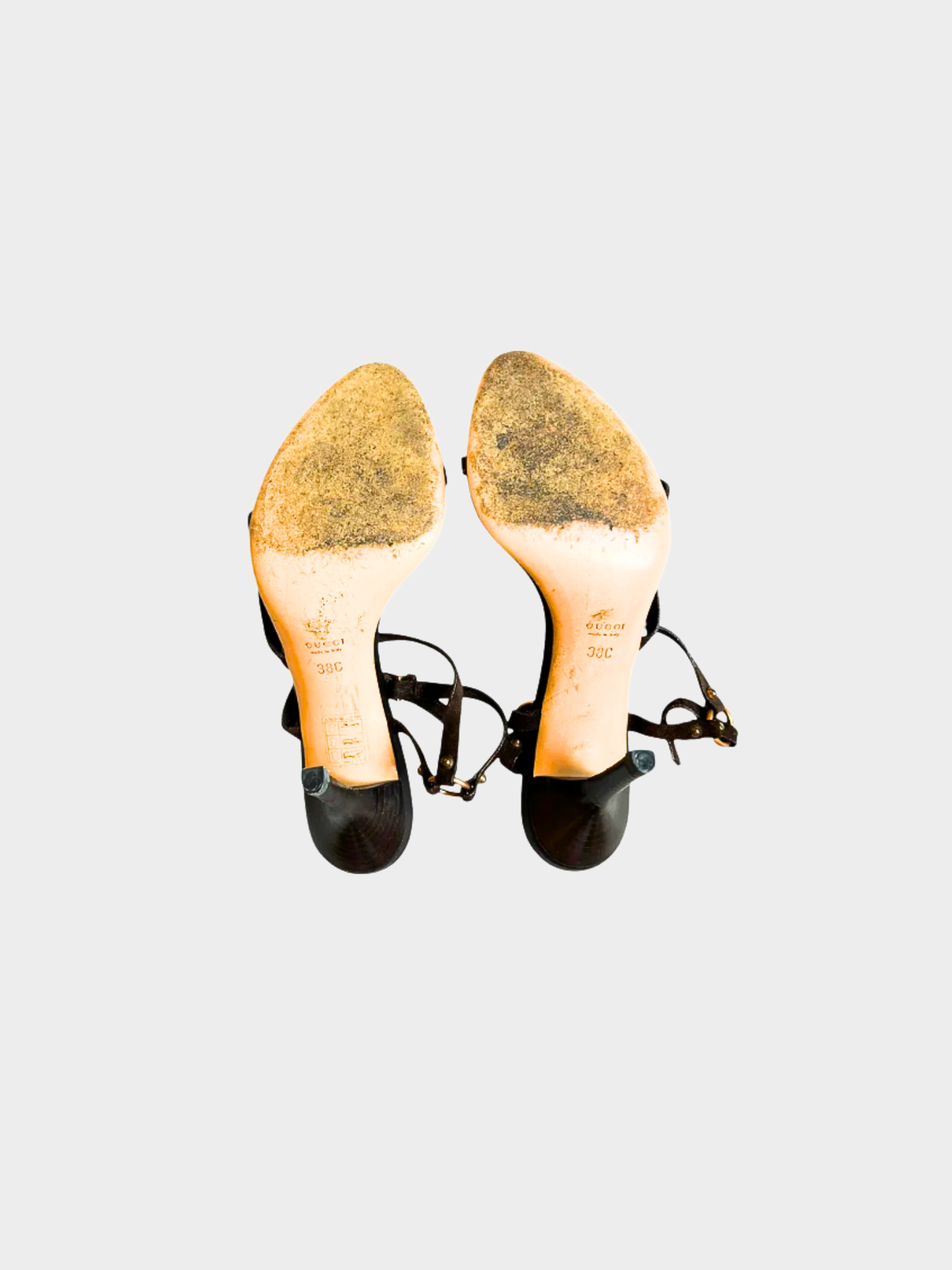 Gucci 2000s Brown Leather Bamboo Tassel Open Toe Sandal