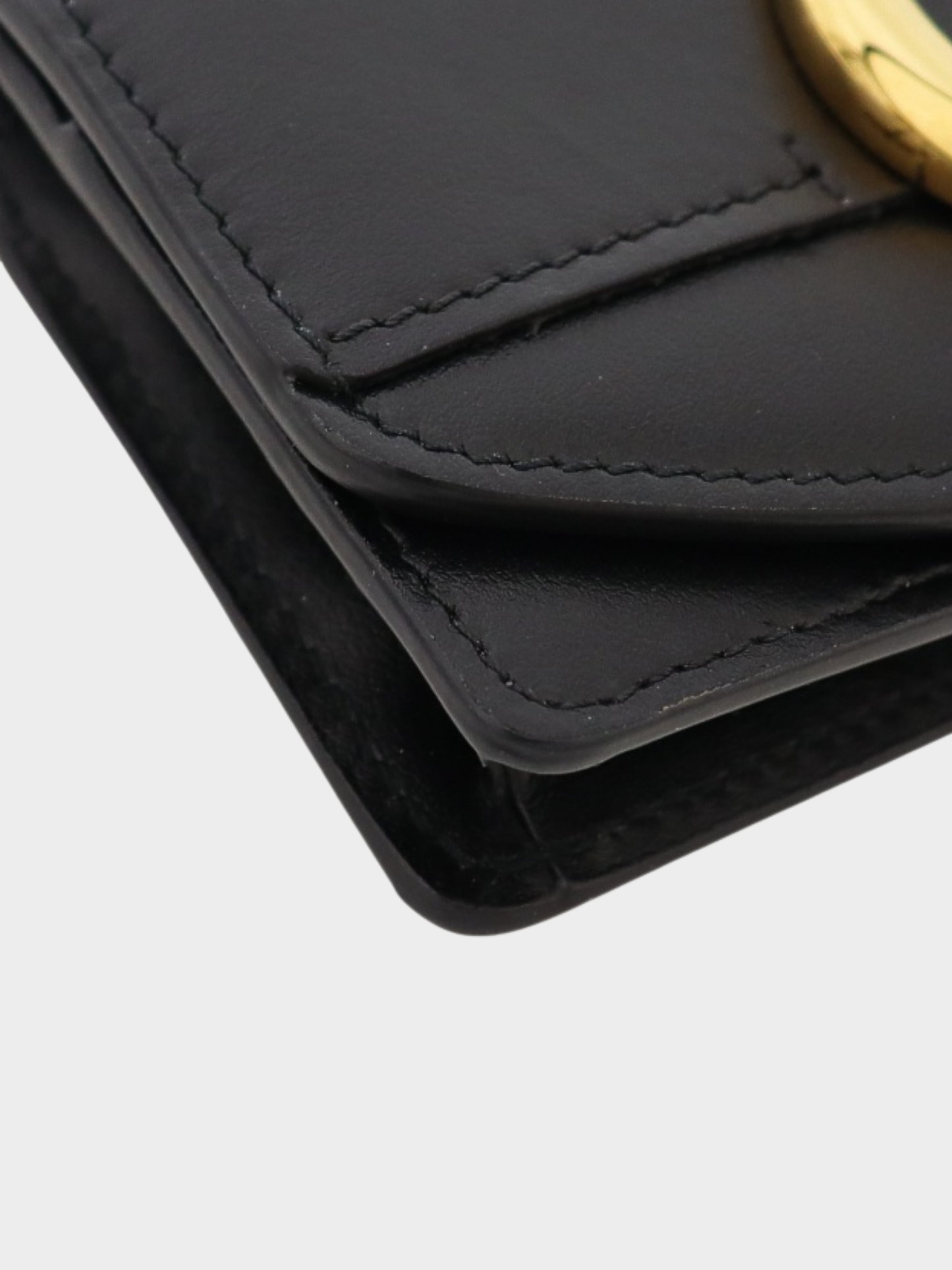 Chloé 2020s Black Leather Logo Hardware Card Case