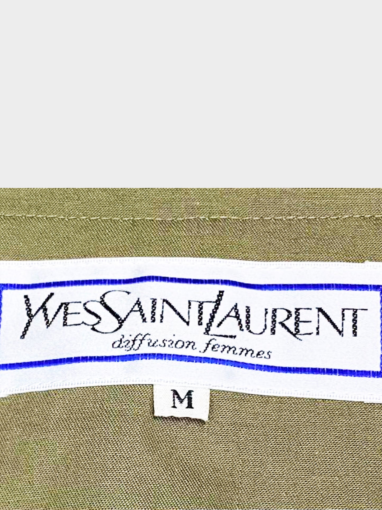 Yves Saint Laurent 1990s Khaki Green Cotton Jacket and Skirt Set