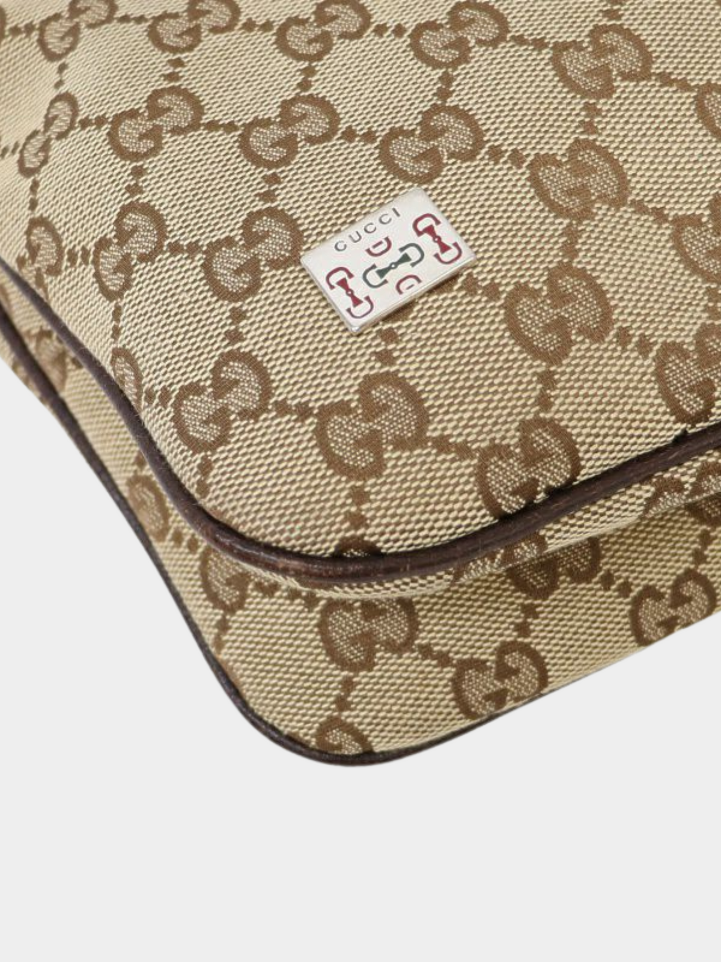 Gucci 2000s Beige Brown Sherry Line GG One-Shoulder Bag