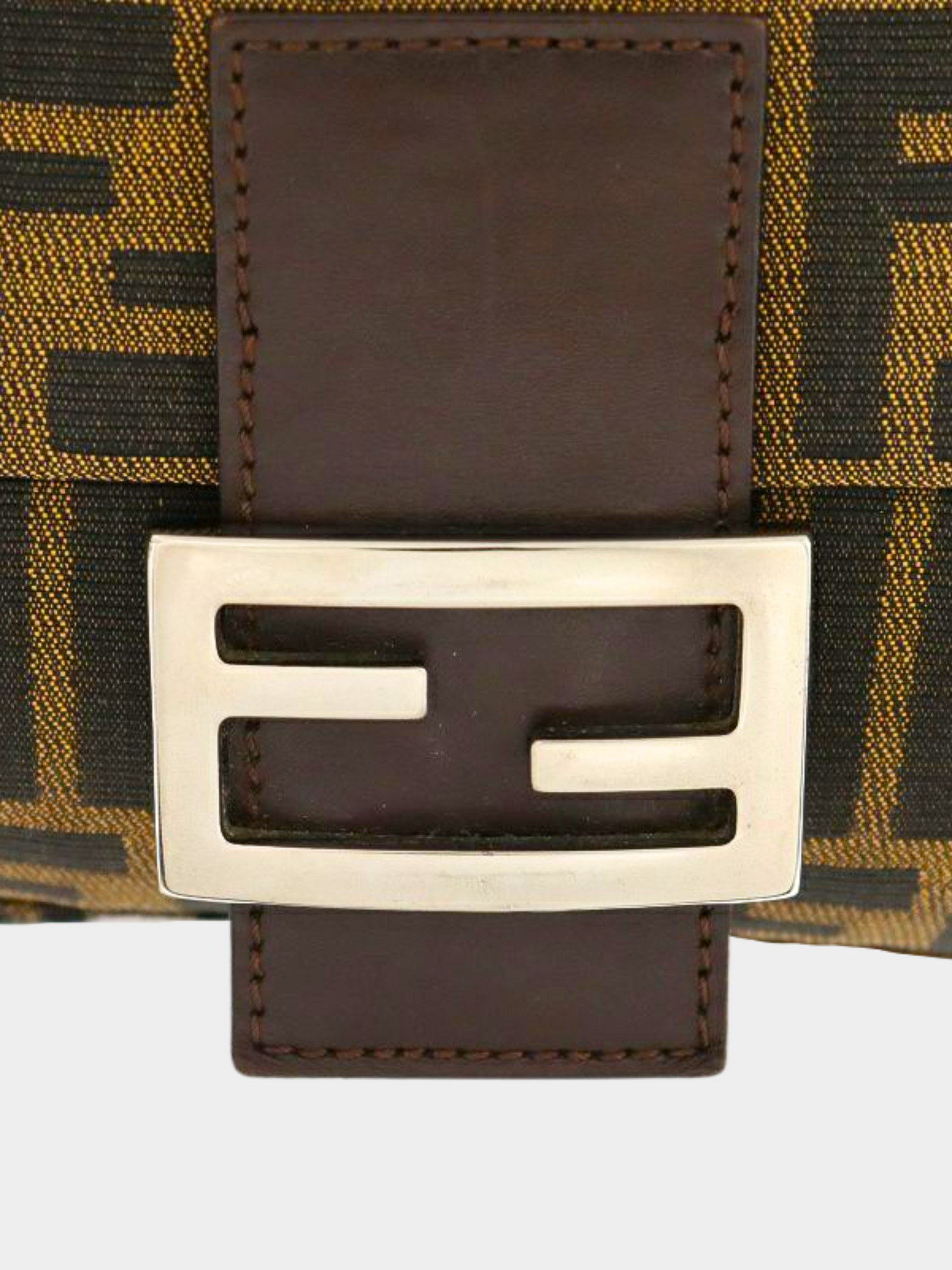Fendi 2010s Brown Monogram Zucca Baguette Bag