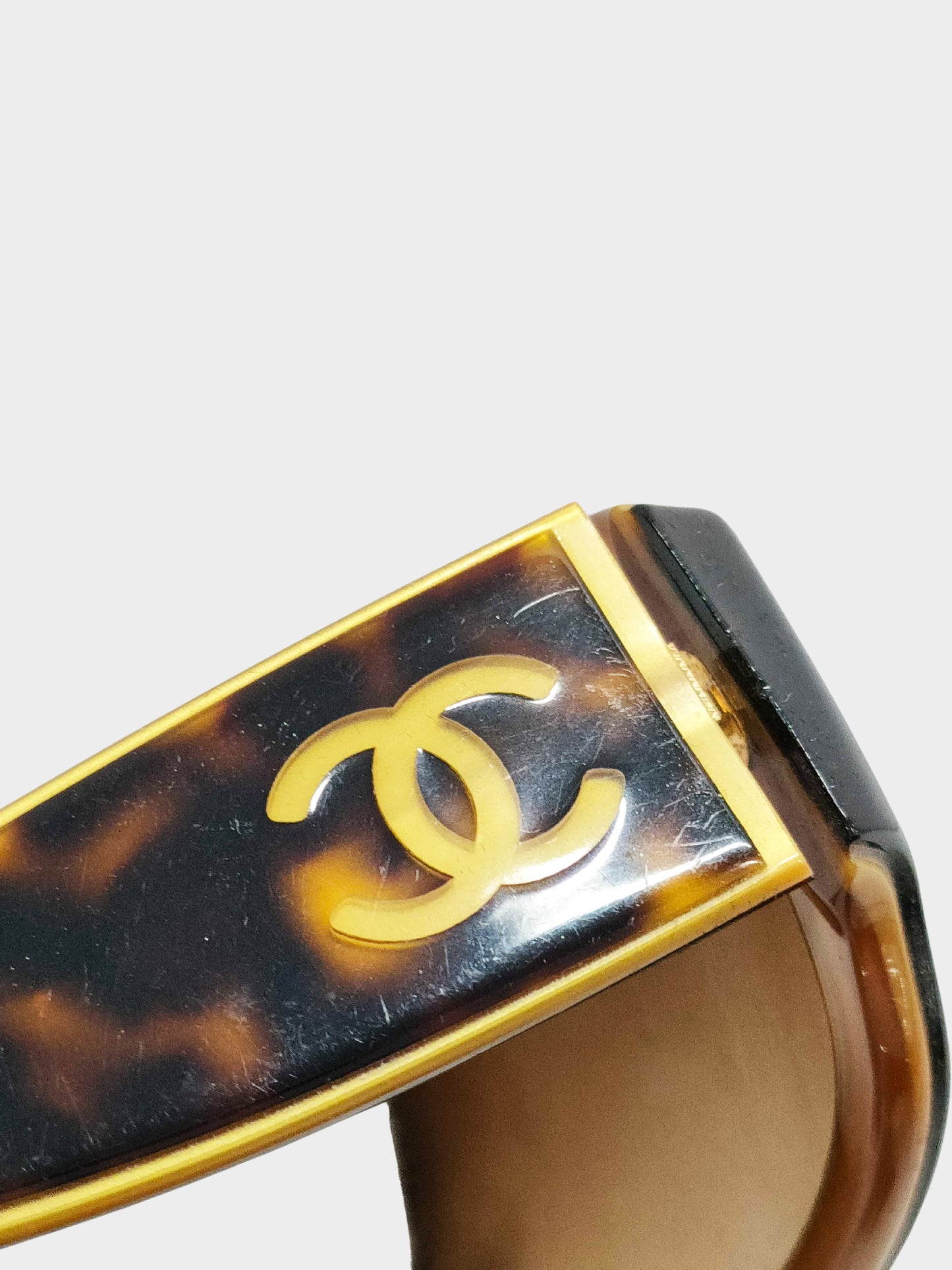 Chanel Early 2000s Brown Tortoise Shell Frame 5144 CC Sunglasses