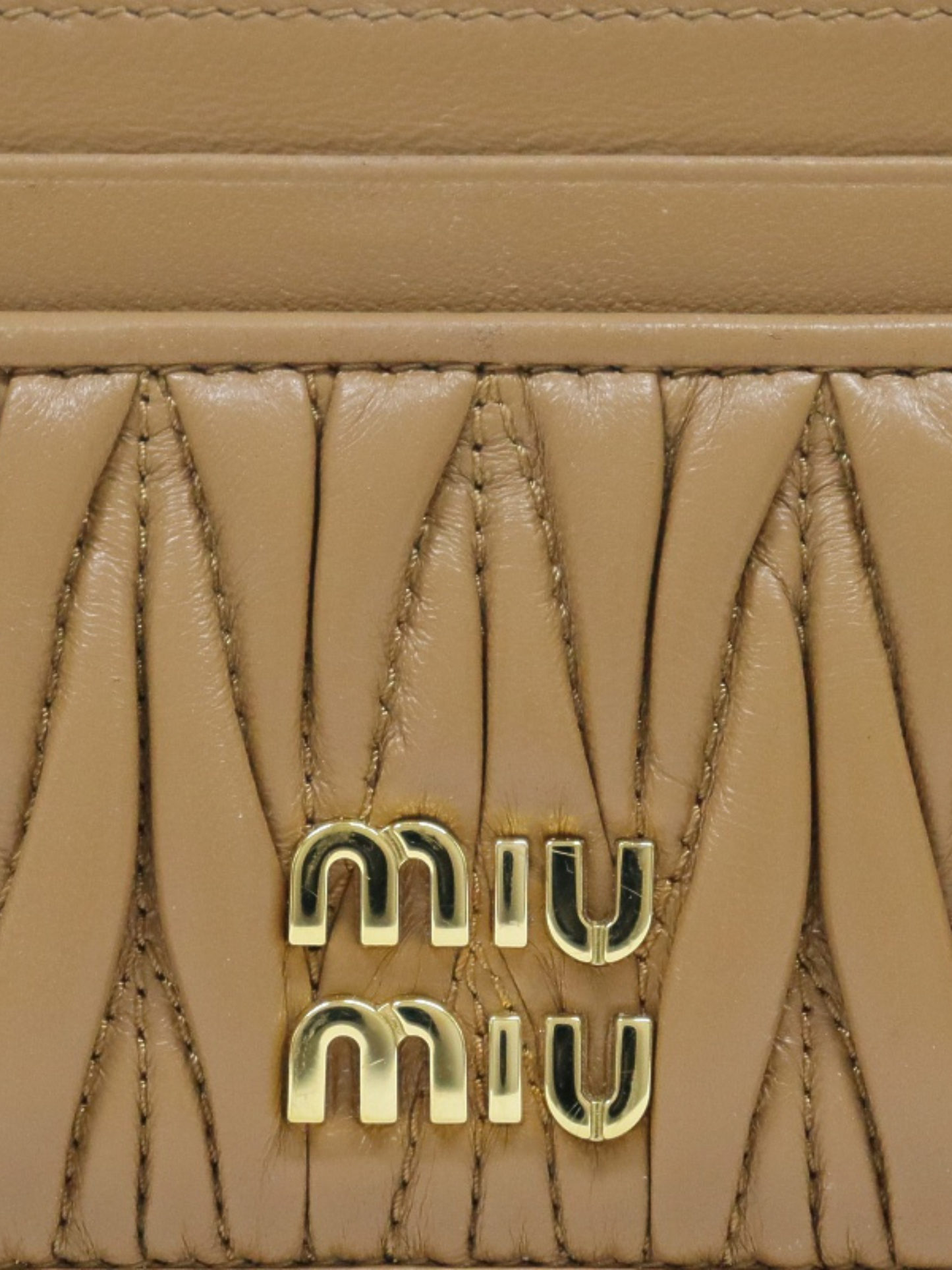 Miu Miu 2000s Brown Matelassé Leather Card Case