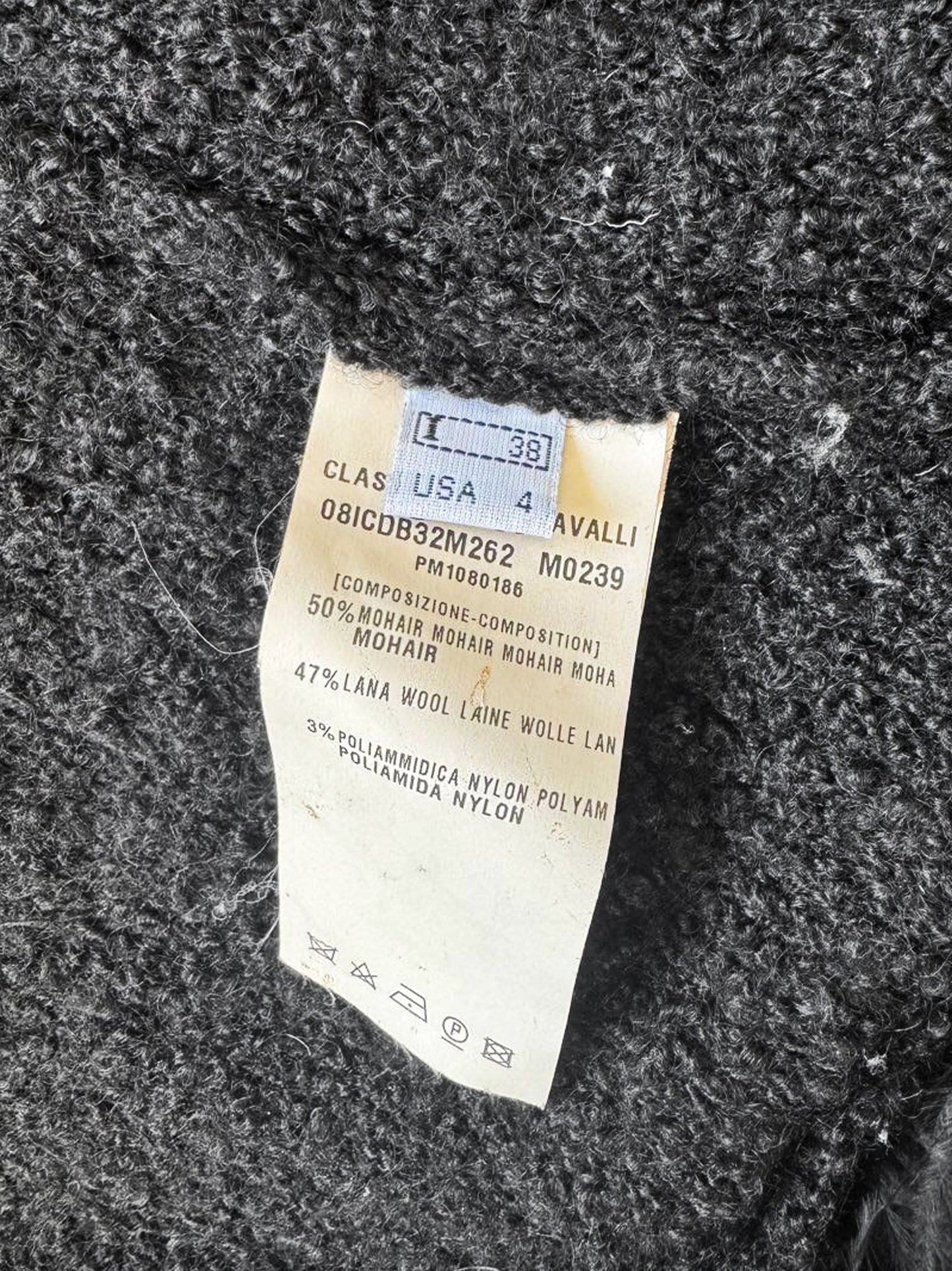 Roberto Cavalli 2000s Just Cavalli Black Knitted Jacket with Feather Fringes