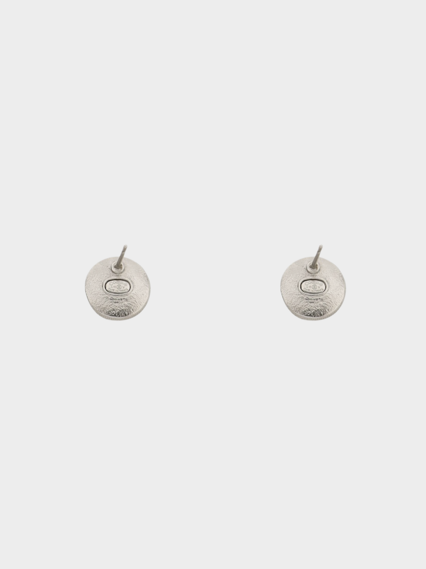 Chanel 2000s Silver CC Round Rhinestone Clip-on Earrings