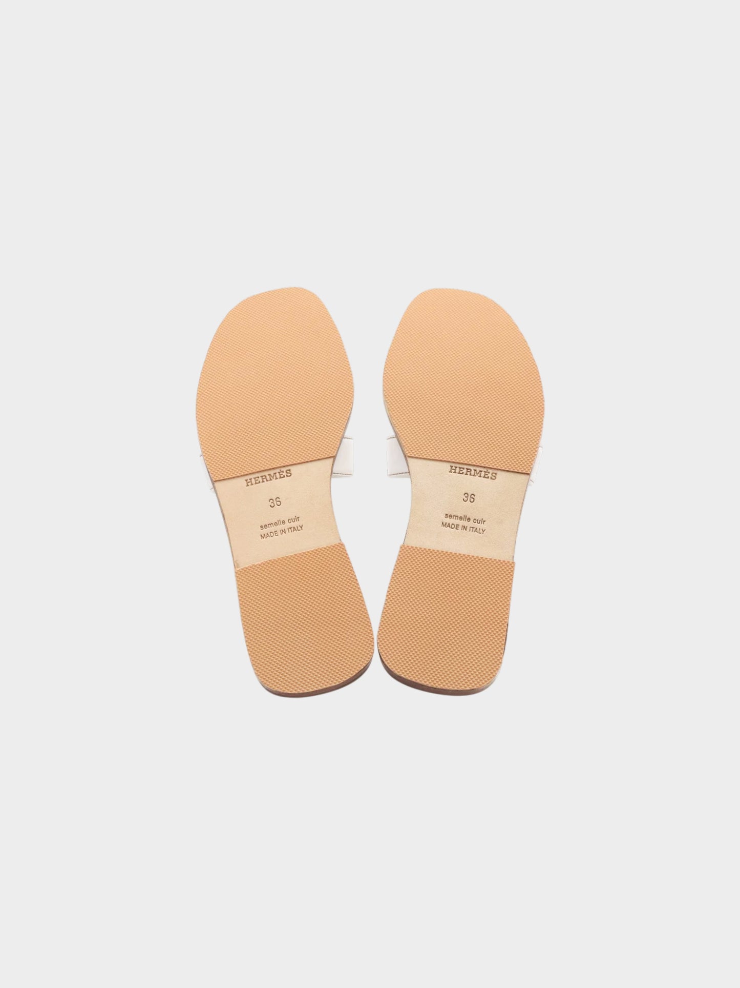 Hermes 2010s White Oran Leather Sandals