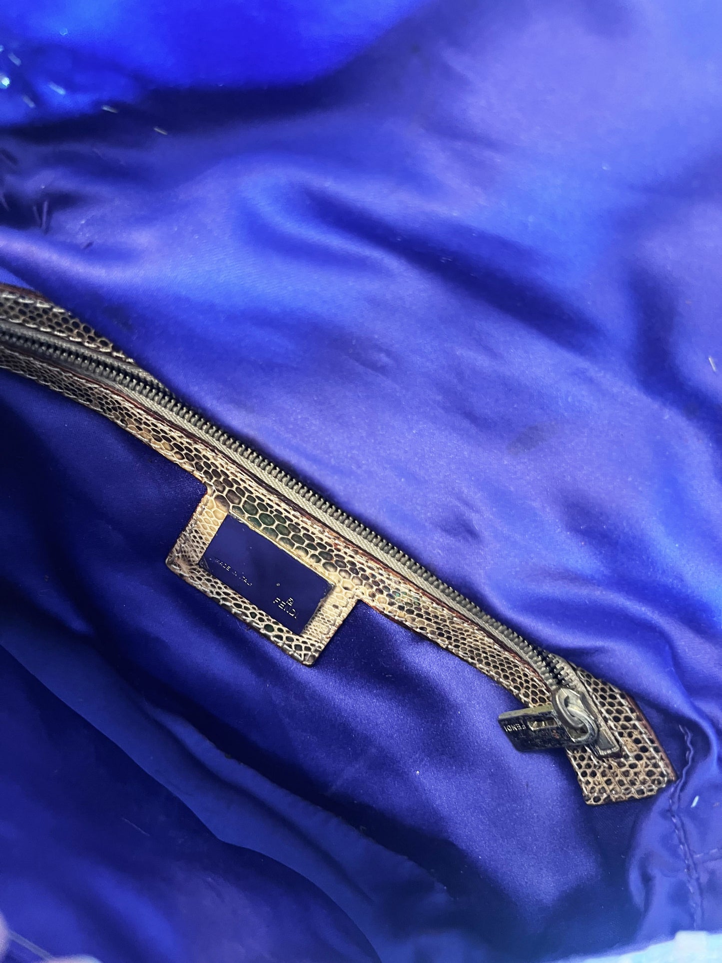 Fendi 2000s Mother of Pearl Beaded Baguette with Lizard Trim