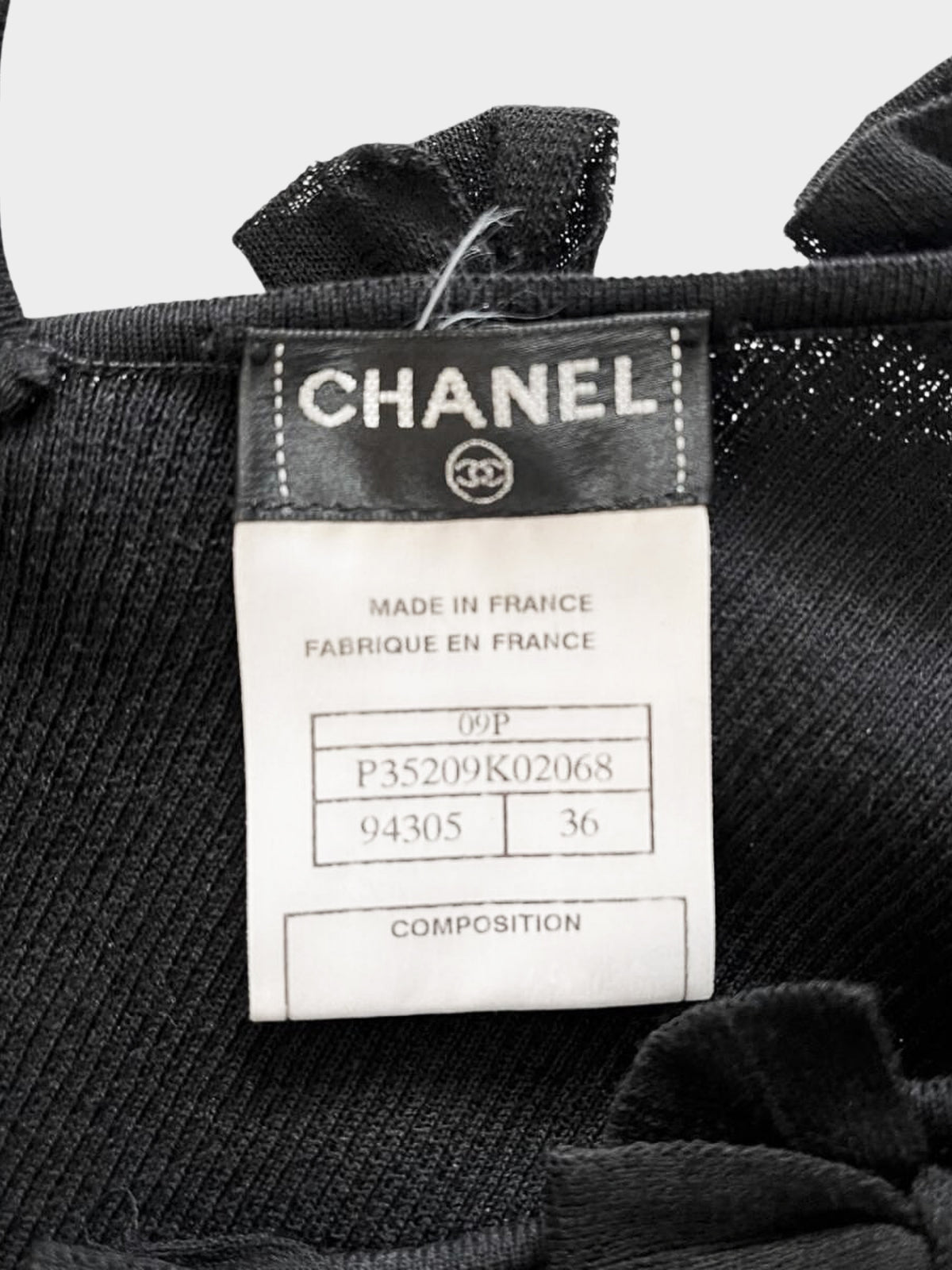 Chanel SS 2009 Black Ribbon Short Sleeve Knit Top