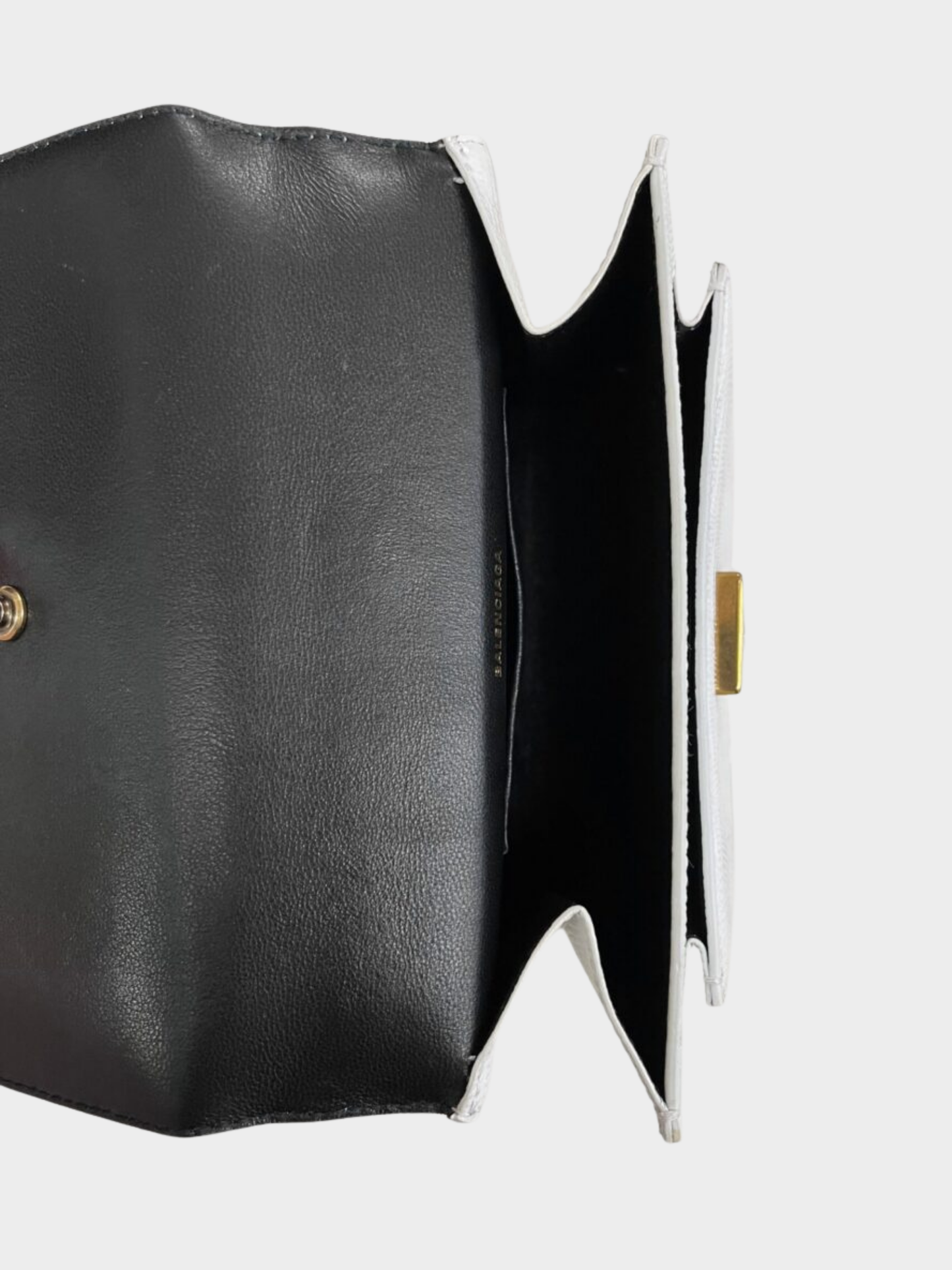 Balenciaga 2020s White Embossed Lizard XS Sharp Top Handbag