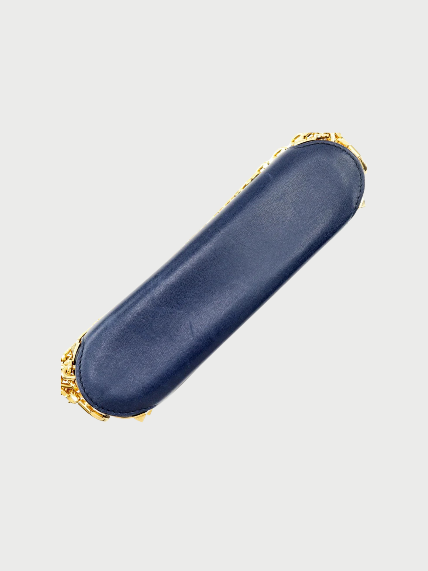 Valentino Garavani 2010s Navy Lambskin Studded Chain Shoulder Bag
