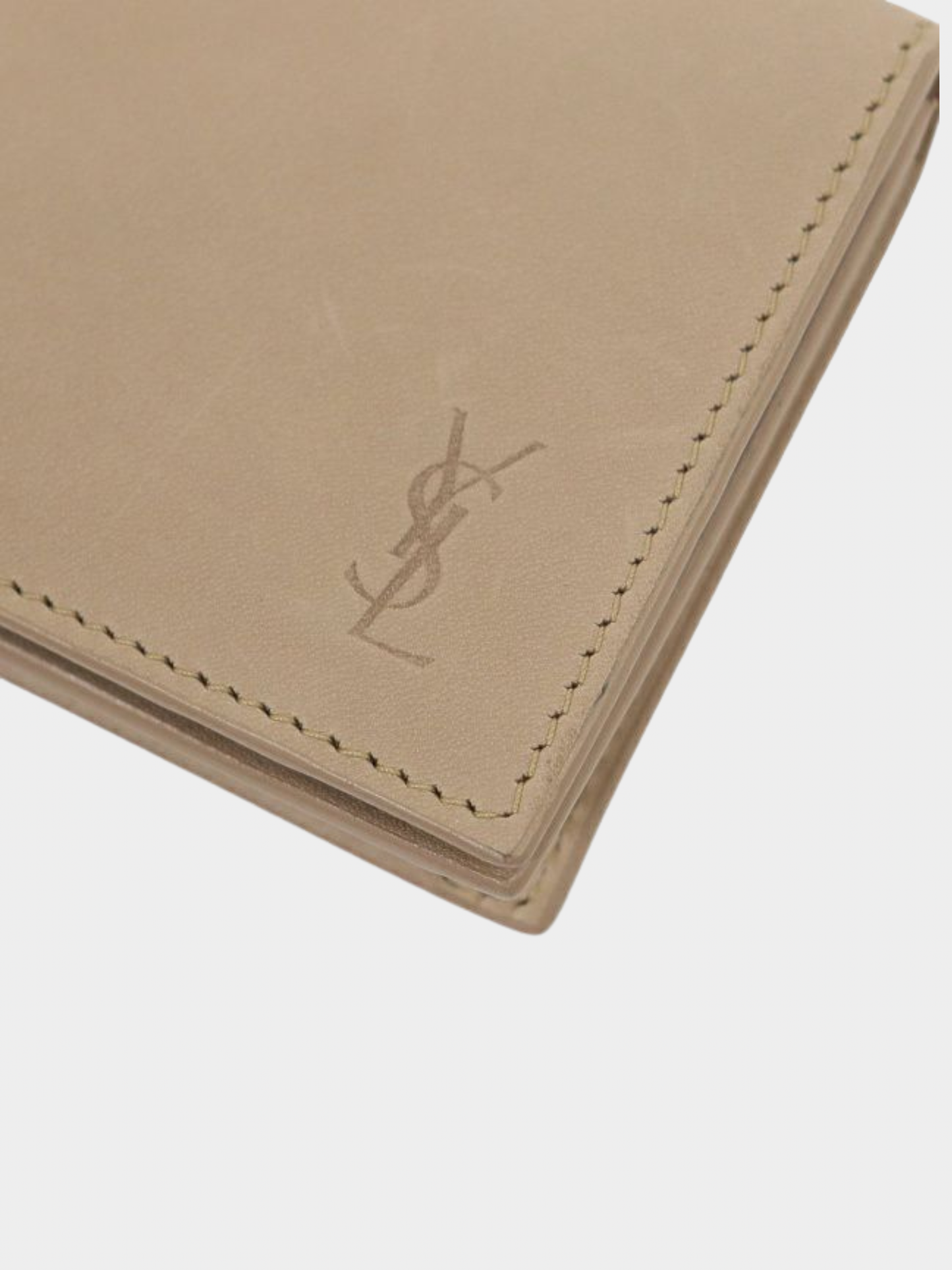 Yves Saint Laurent 2000s Beige Leather Logo Card Case