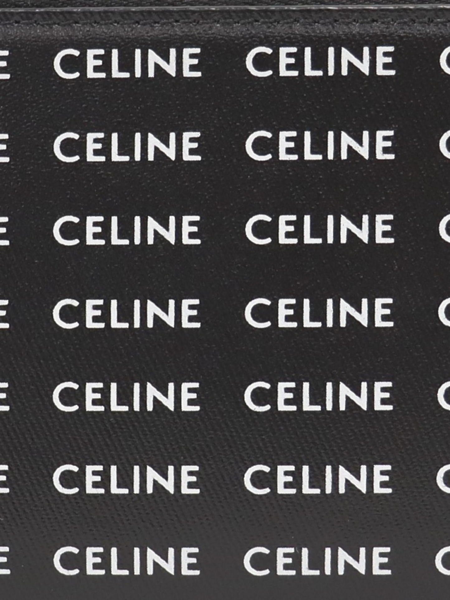 Celine 2020s Black White Leather Logo Zip Coin Case