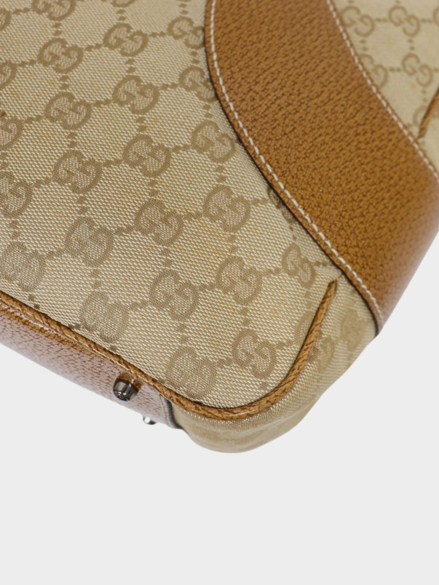 Gucci 2000s Beige Brown GG Canvas Tote Bag