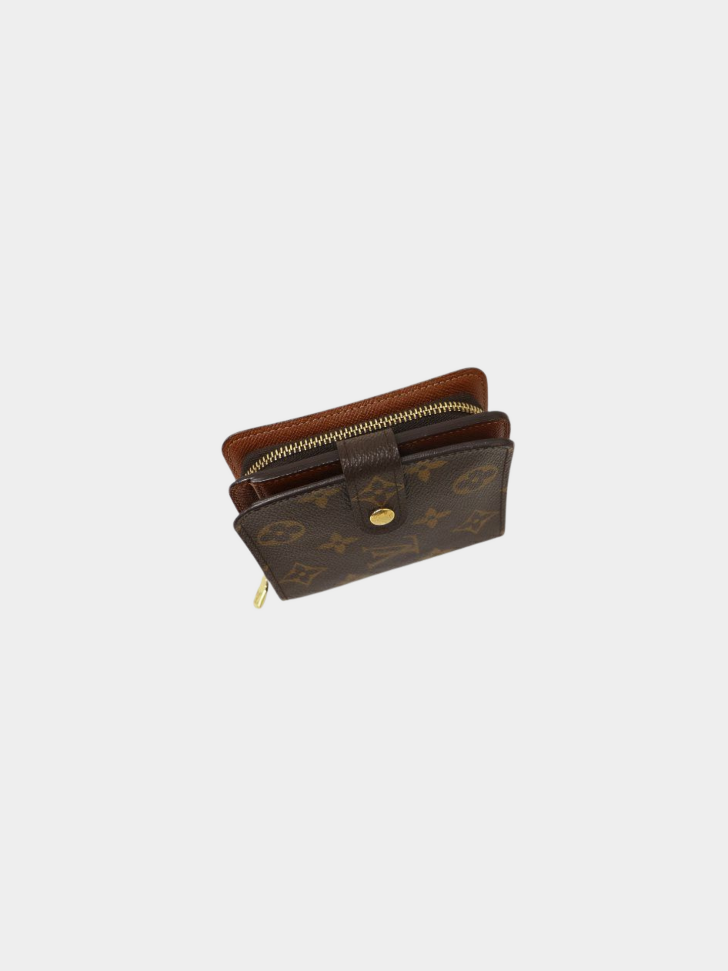 Louis Vuitton 2000s Brown PVC and Leather Monogram Compact Zip Wallet