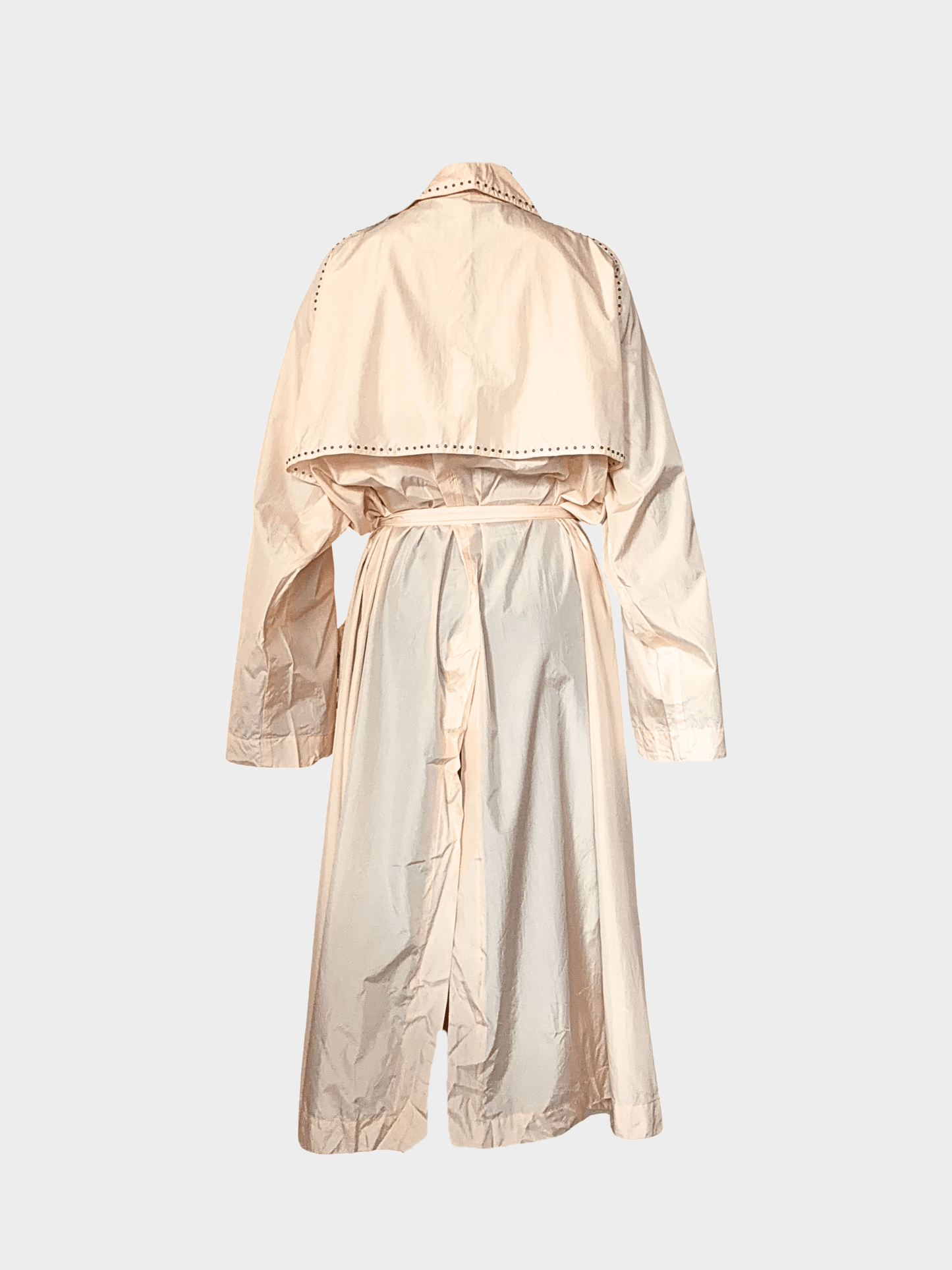 Bottega Veneta SS 2018 Runway Studded Light Peachy-Pink Silk Robe Duster Coat