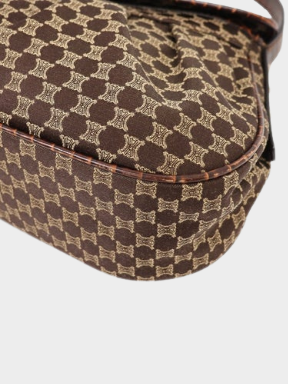 Celine 2000s Brown Macadam Tassel Canvas Leather One-Shoulder Bag