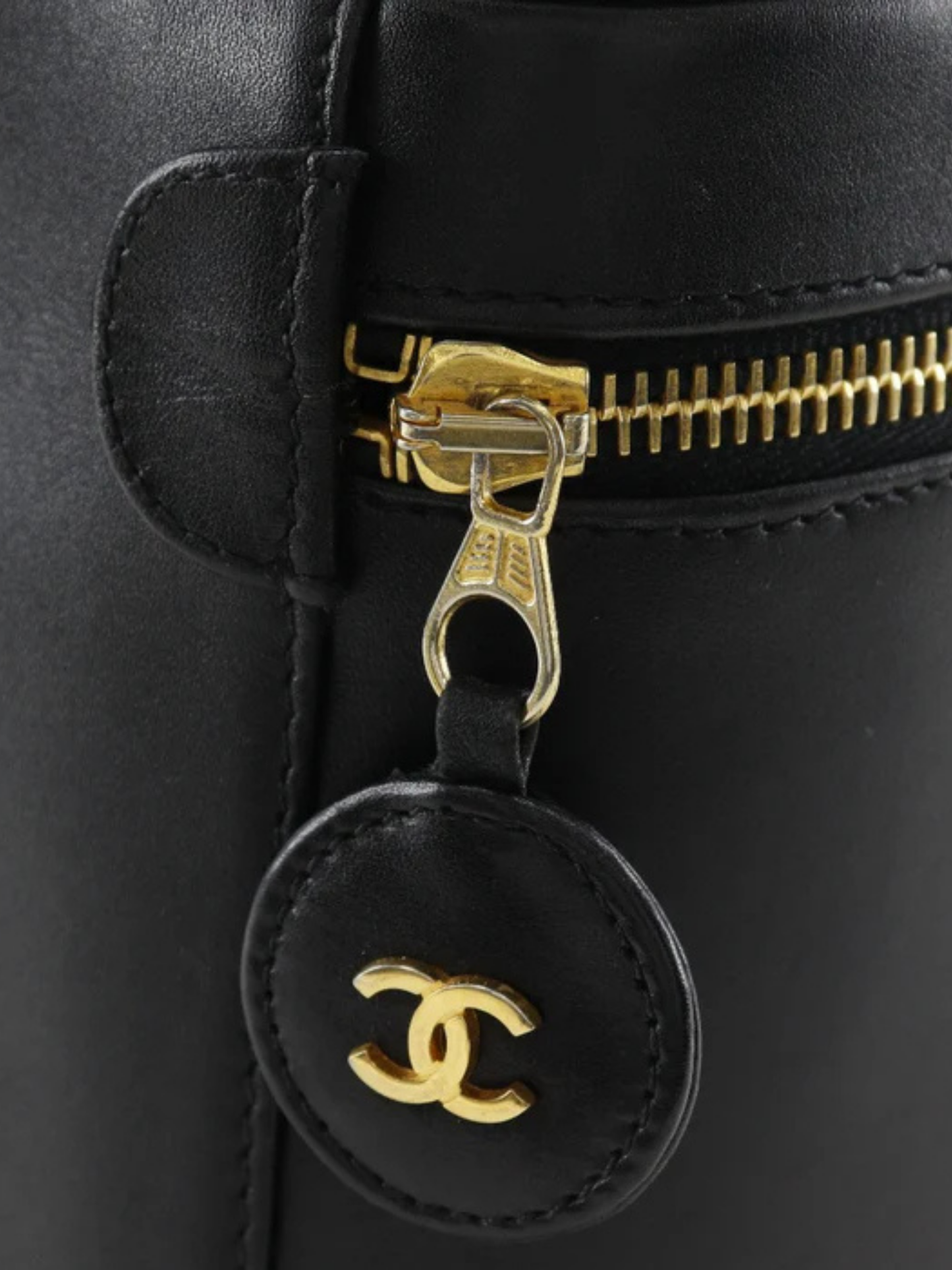 Chanel 1990s Black Calfskin Leather Vanity Bag