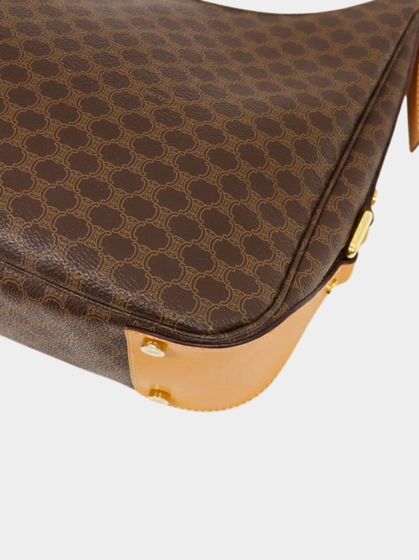 Celine 2000s Brown Macadam PVC One-Shoulder Bag