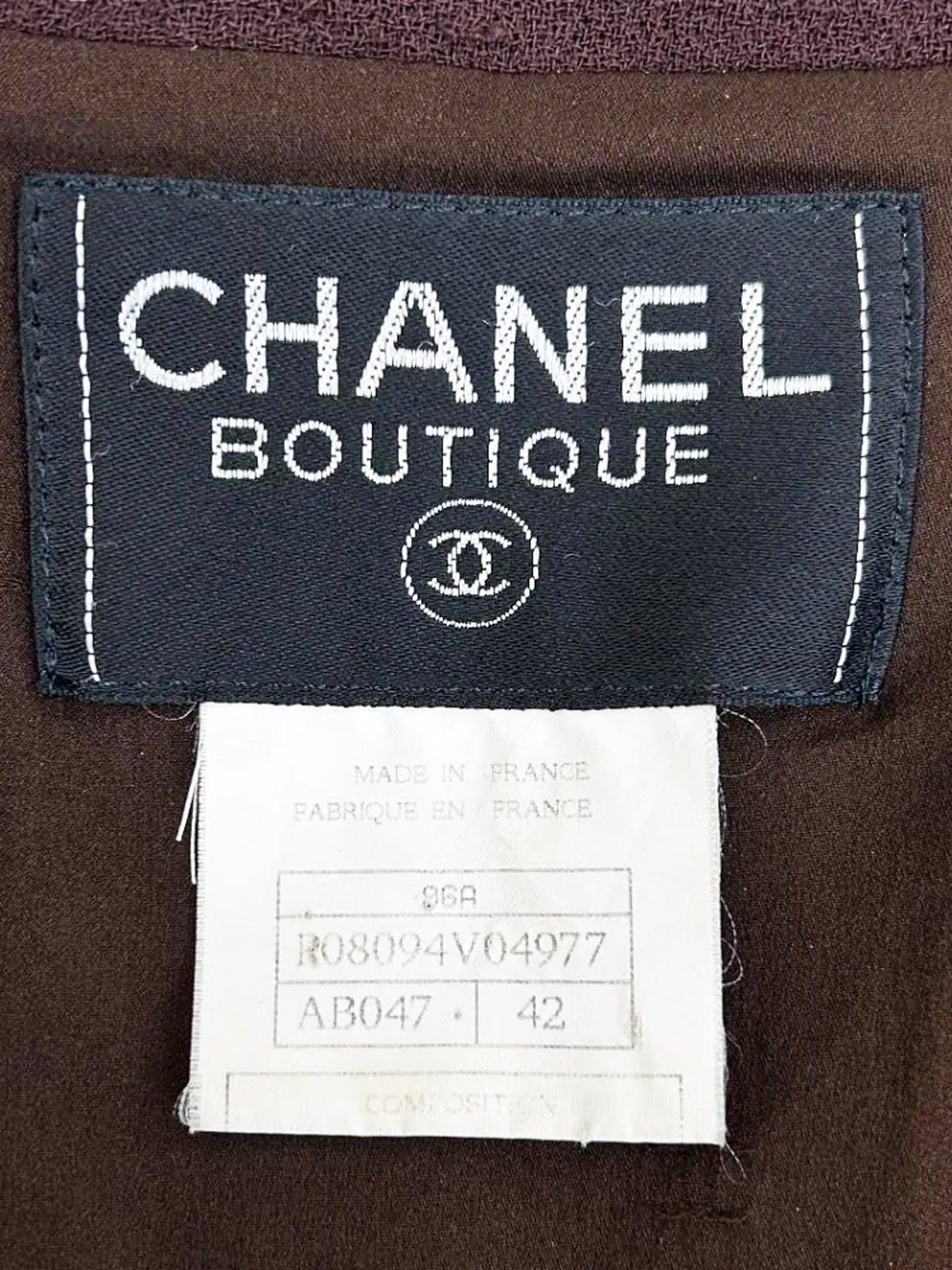 Chanel FW 1996 Chocolate Brown Jacket and Skirt Set