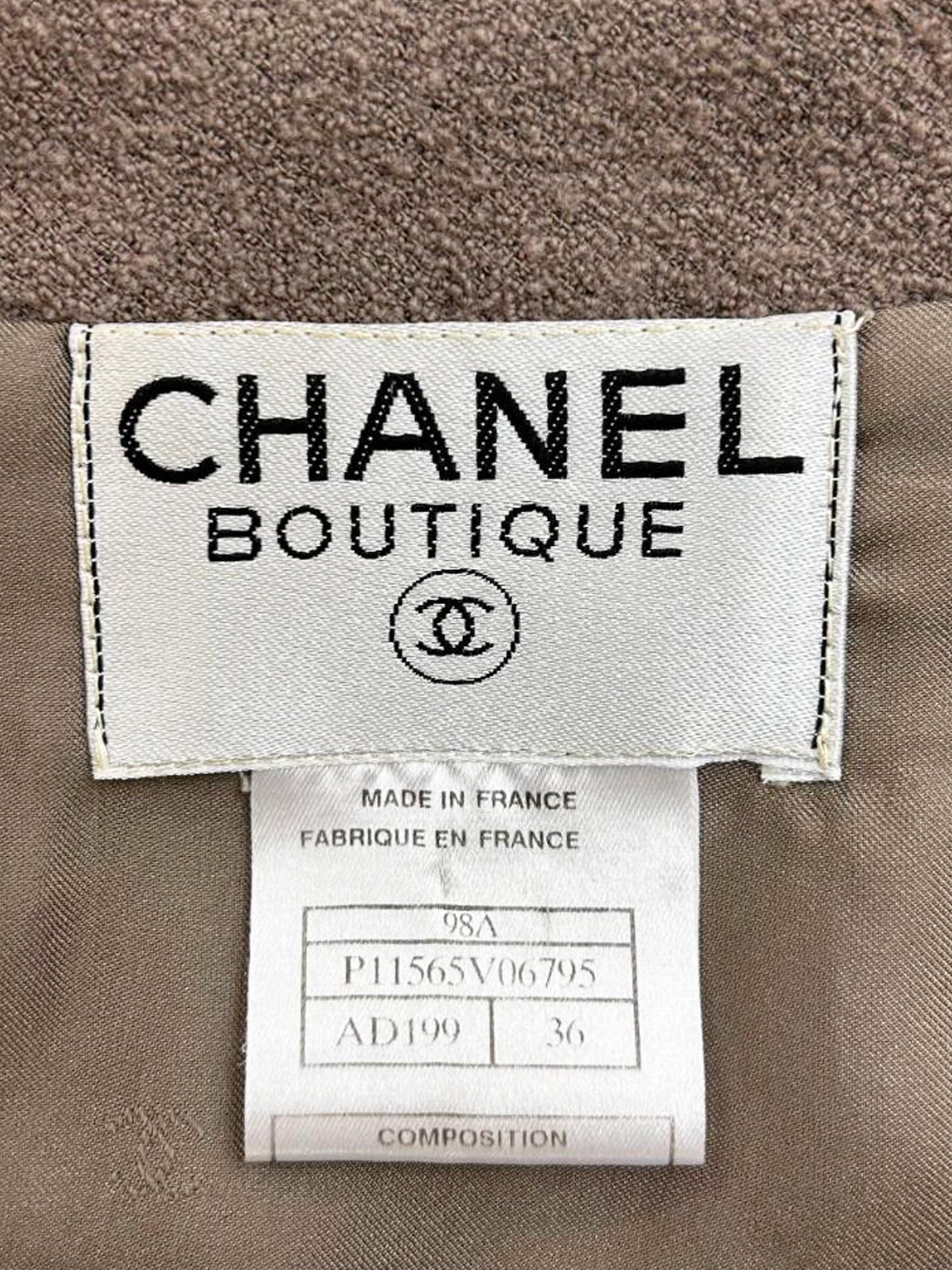 Chanel 1998 Brown Boucle Double Breasted Jacket