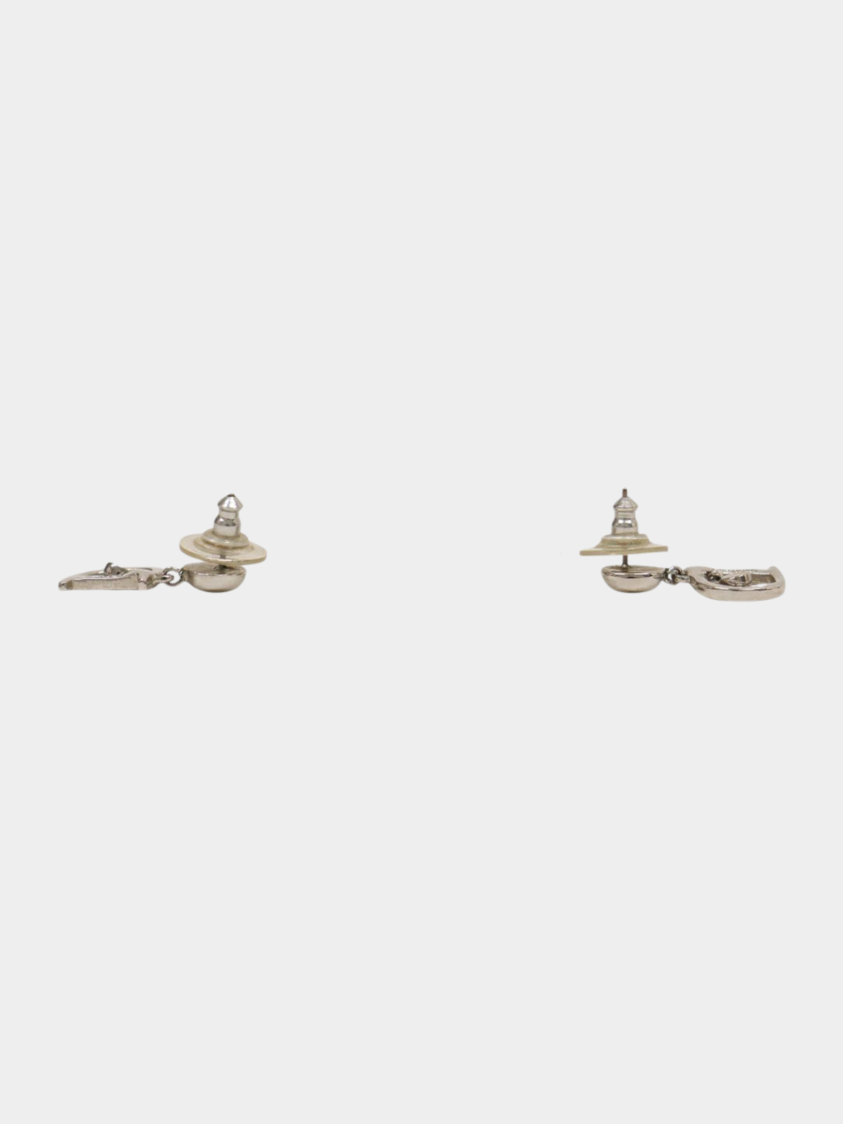 Christian Dior 2000s Silver Plated Metal Logo Earrings