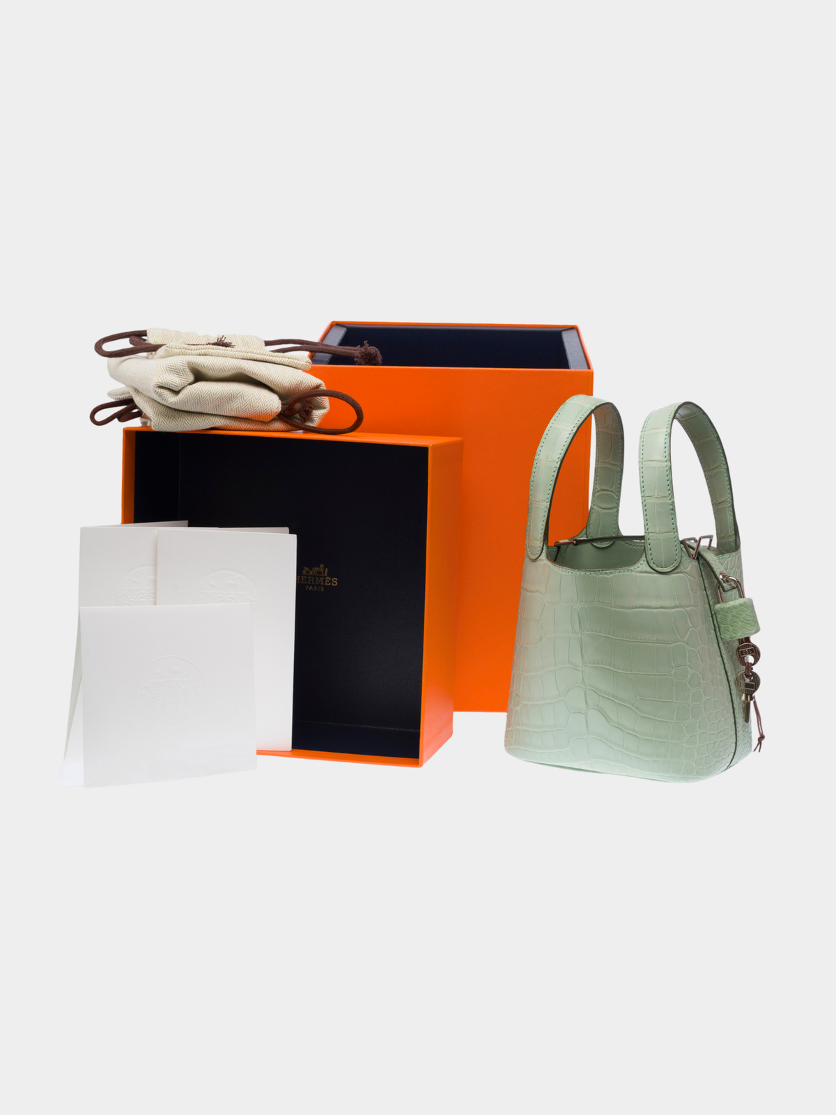 Hermès 2020s Green Alligator Mississippi Micro Picotin Lock Bag