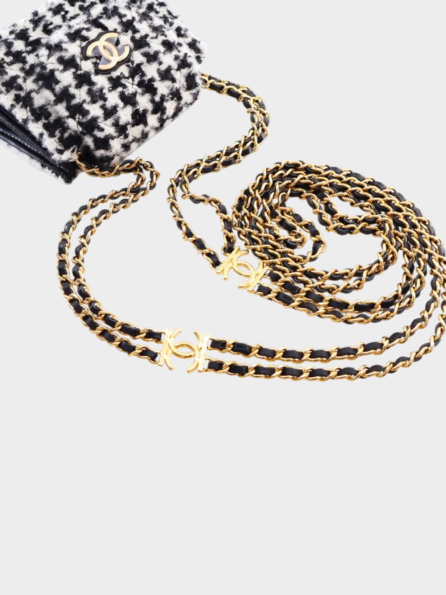 Chanel 2020s Black and White Tweed Mini CC Accordion Flap Bag