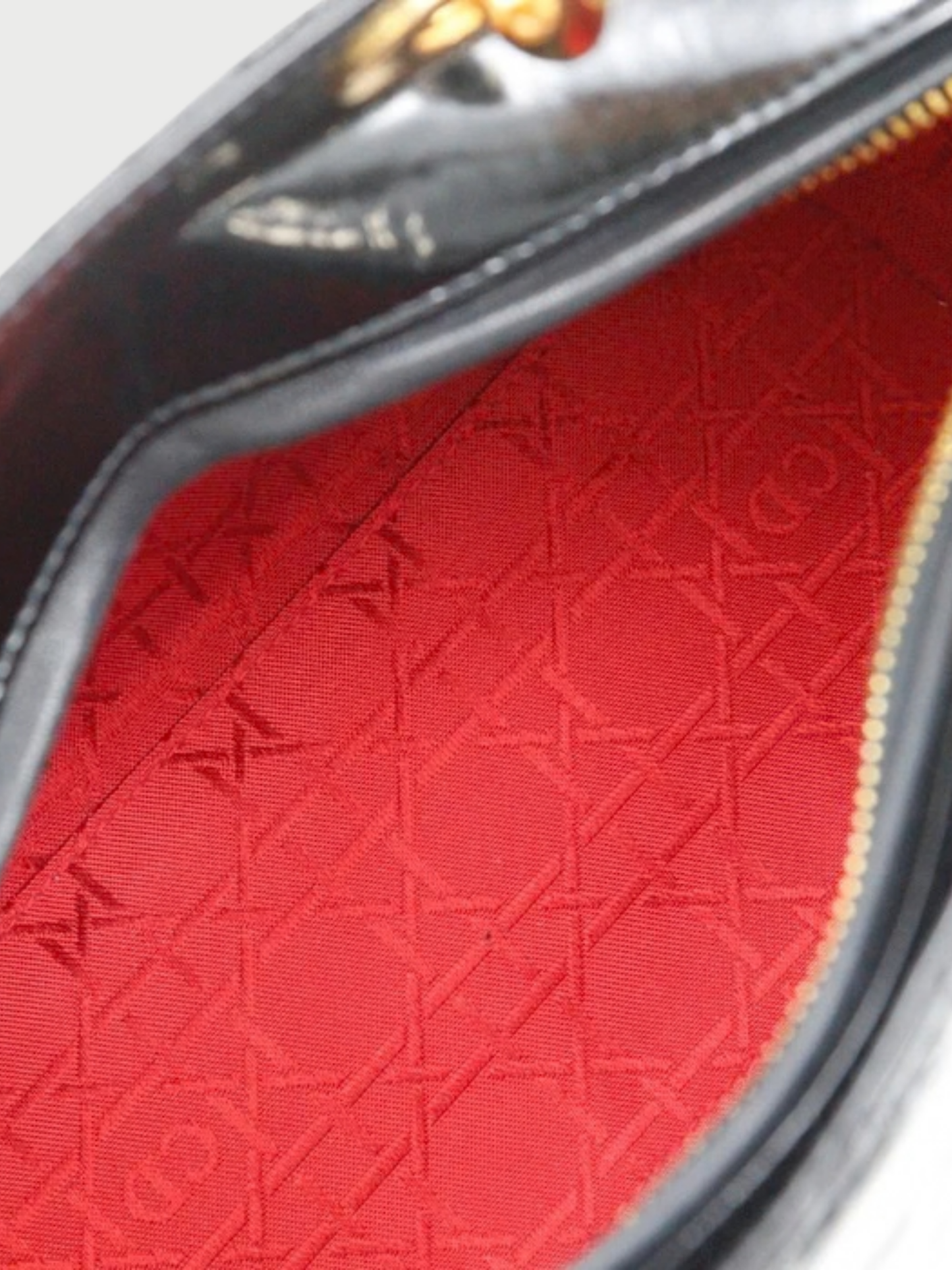 Christian Dior 2000s Black Patent Leather Lady Dior Medium Handbag