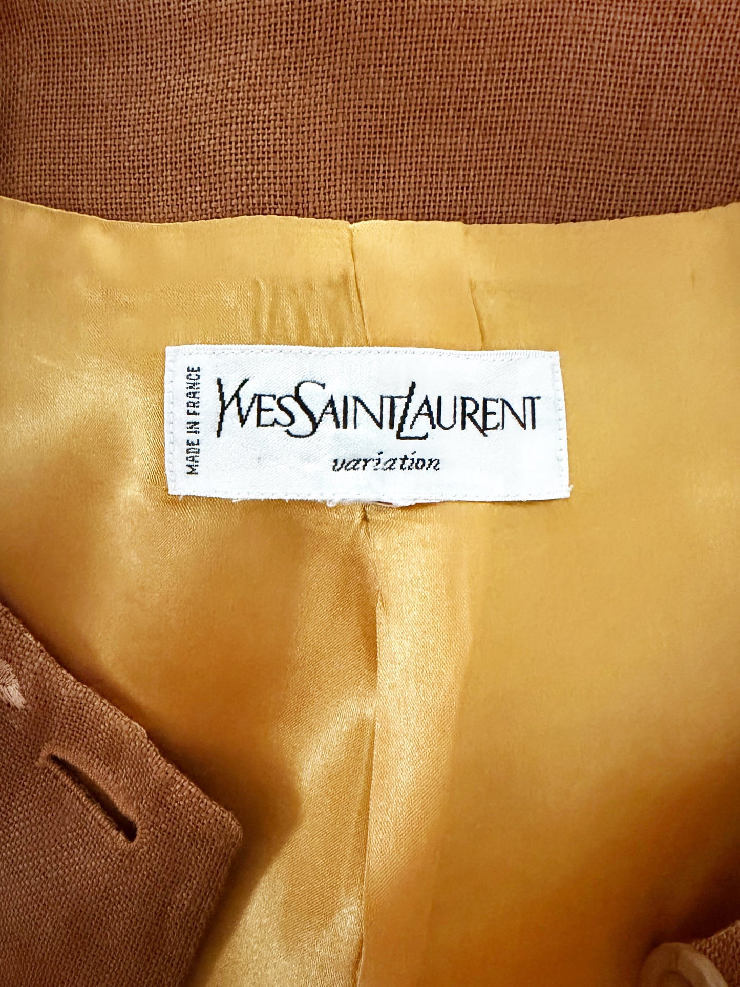 Yves Saint Laurent 1990s Brown Floral Embroidered Jacket and Skirt Set