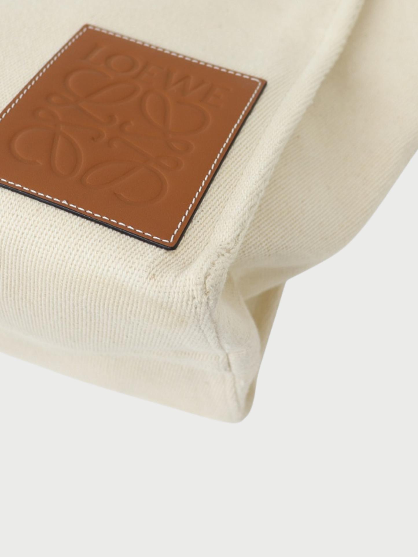 Loewe 2000s Ivory Brown Canvas Leather Cushion Tote Bag