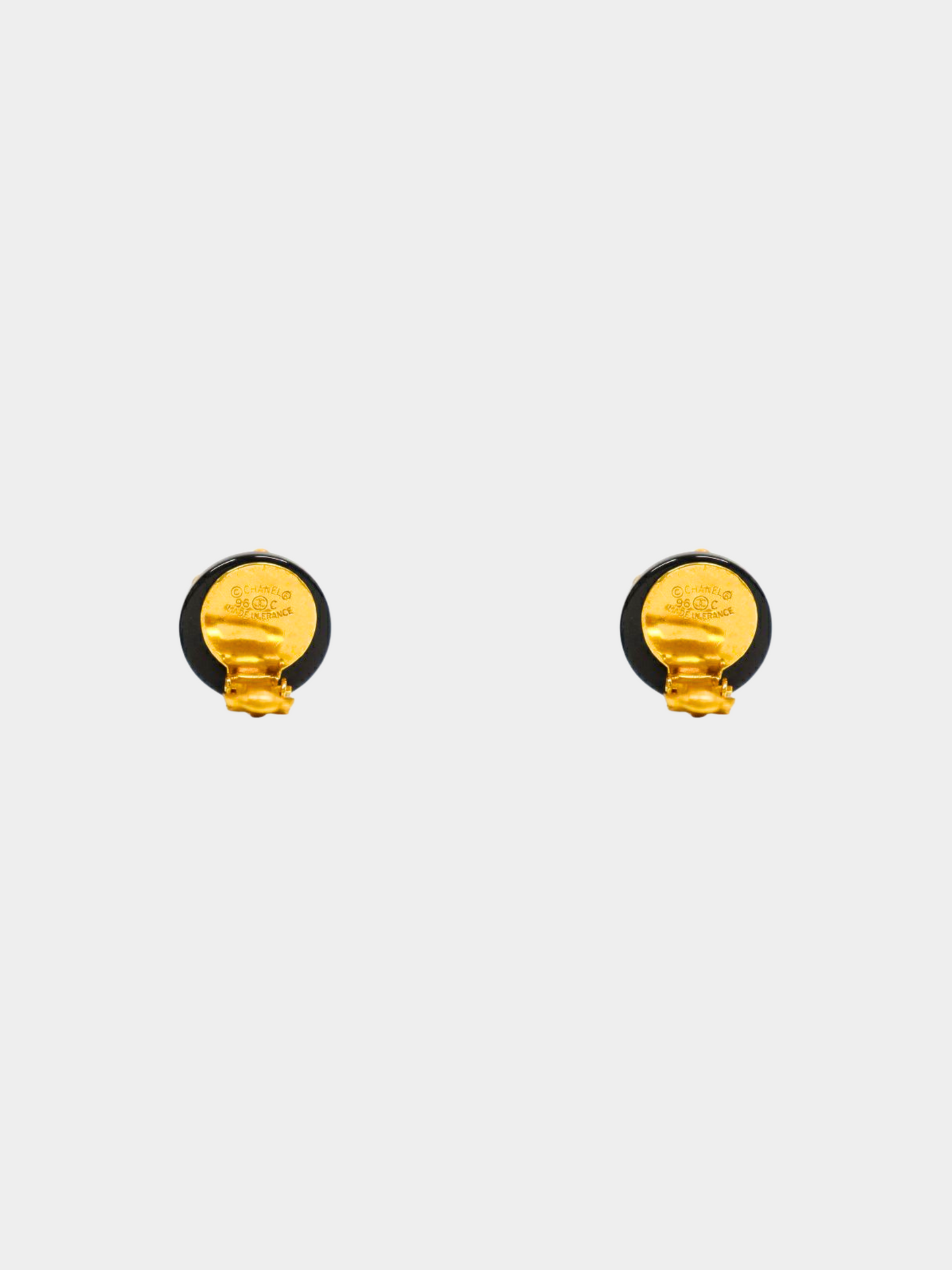 Chanel 2010s Black and Gold CC Round Clip-on Earrings