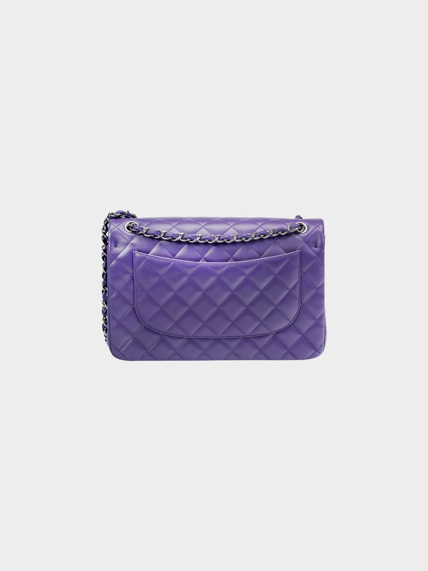 Chanel 2015 Purple Quilted Leather Jumbo Classic Double Flap Bag
