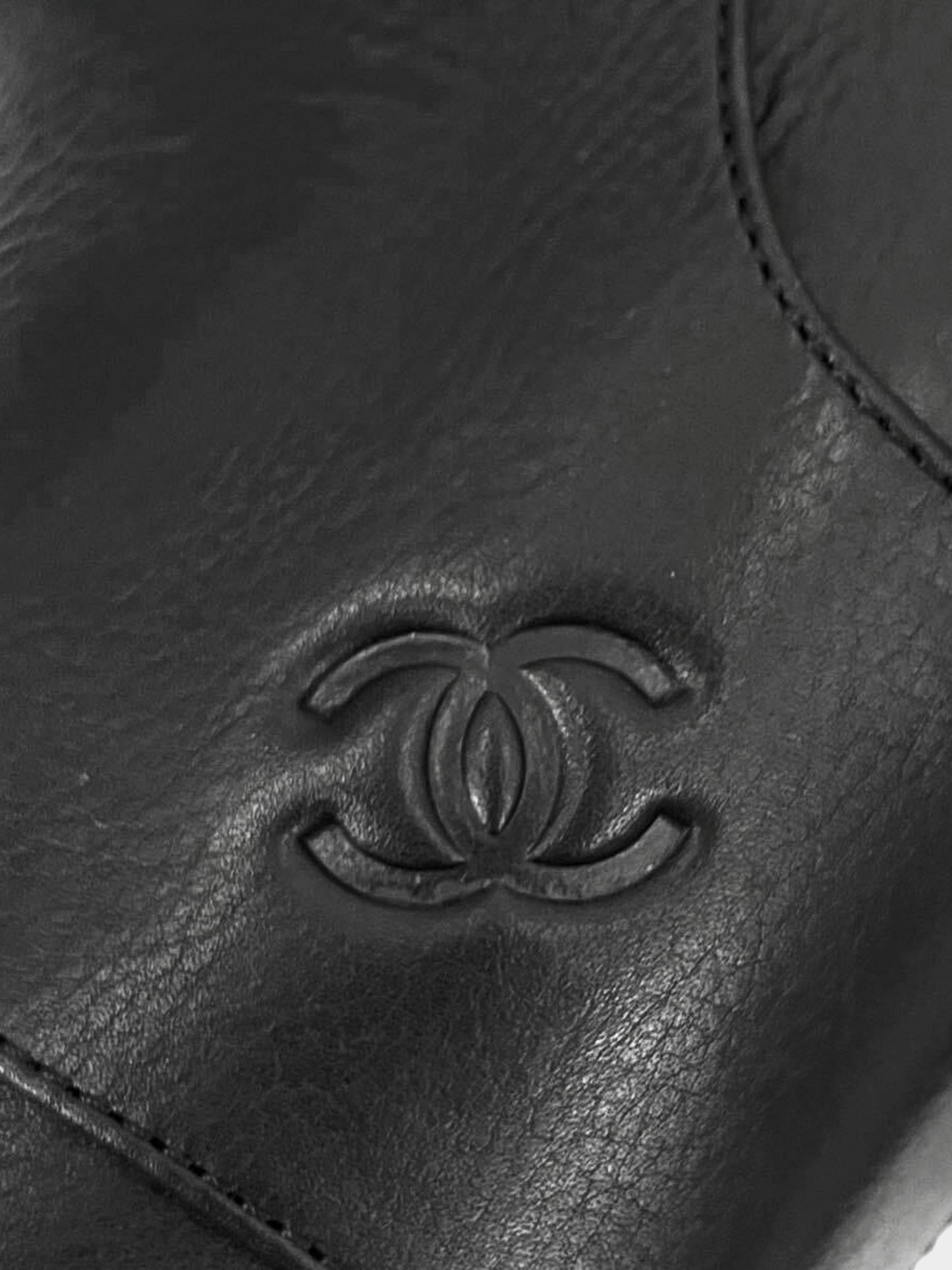 Chanel 2000s Rare Black Leather Bow Boots