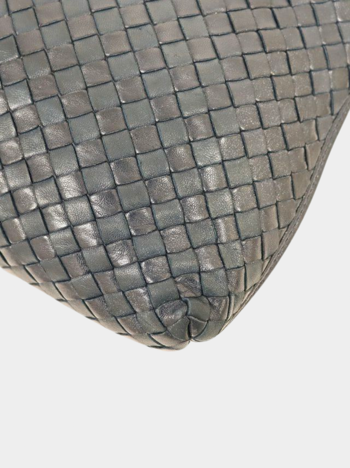 Bottega Veneta 2000s Navy Intrecciato Leather Shoulder Bag